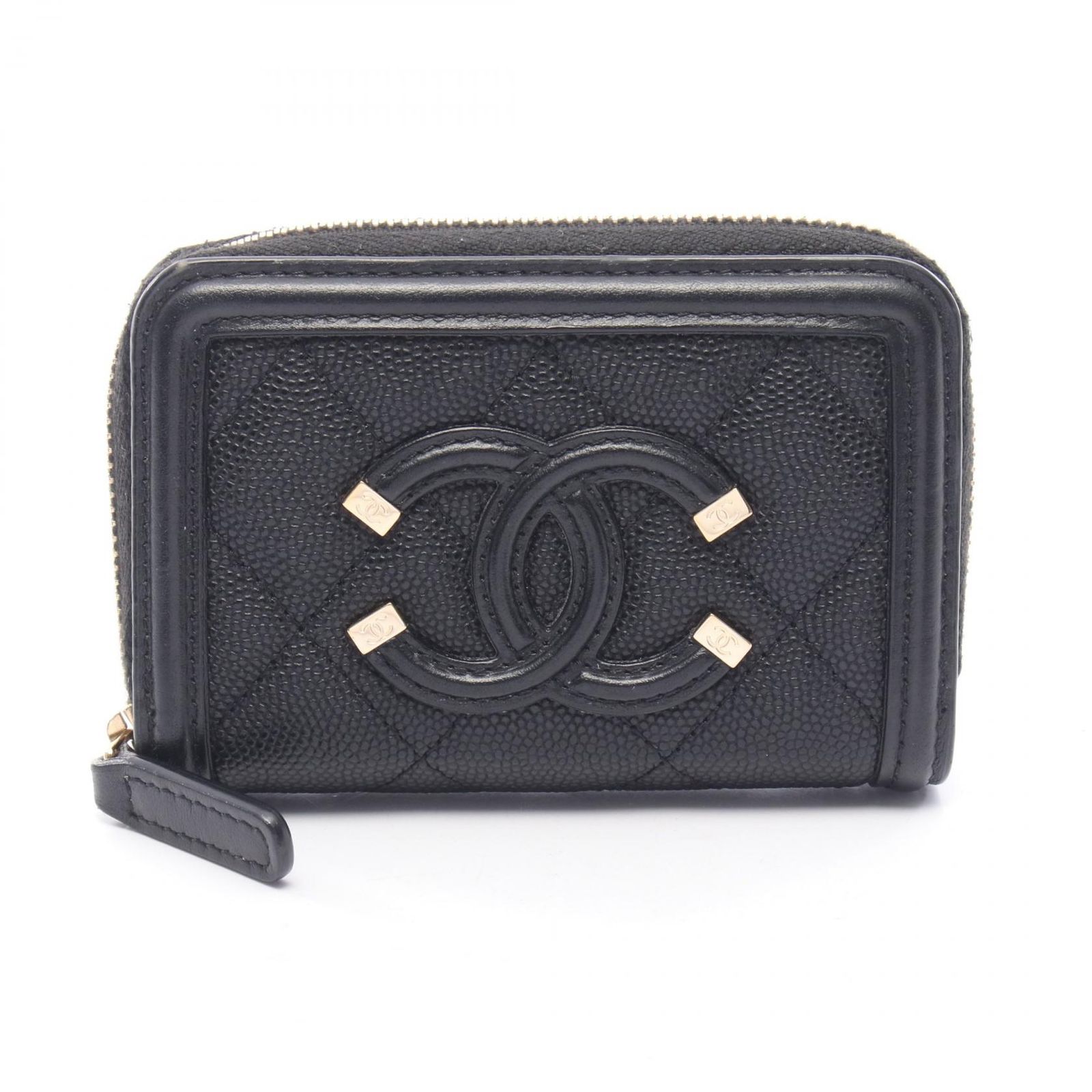 シャネル CHANEL コインケース CCフィリグリー マトラッセ A81459 ブラック カーフ（牛革） CCフィリグリー マトラッセ コインケース レディース Used A