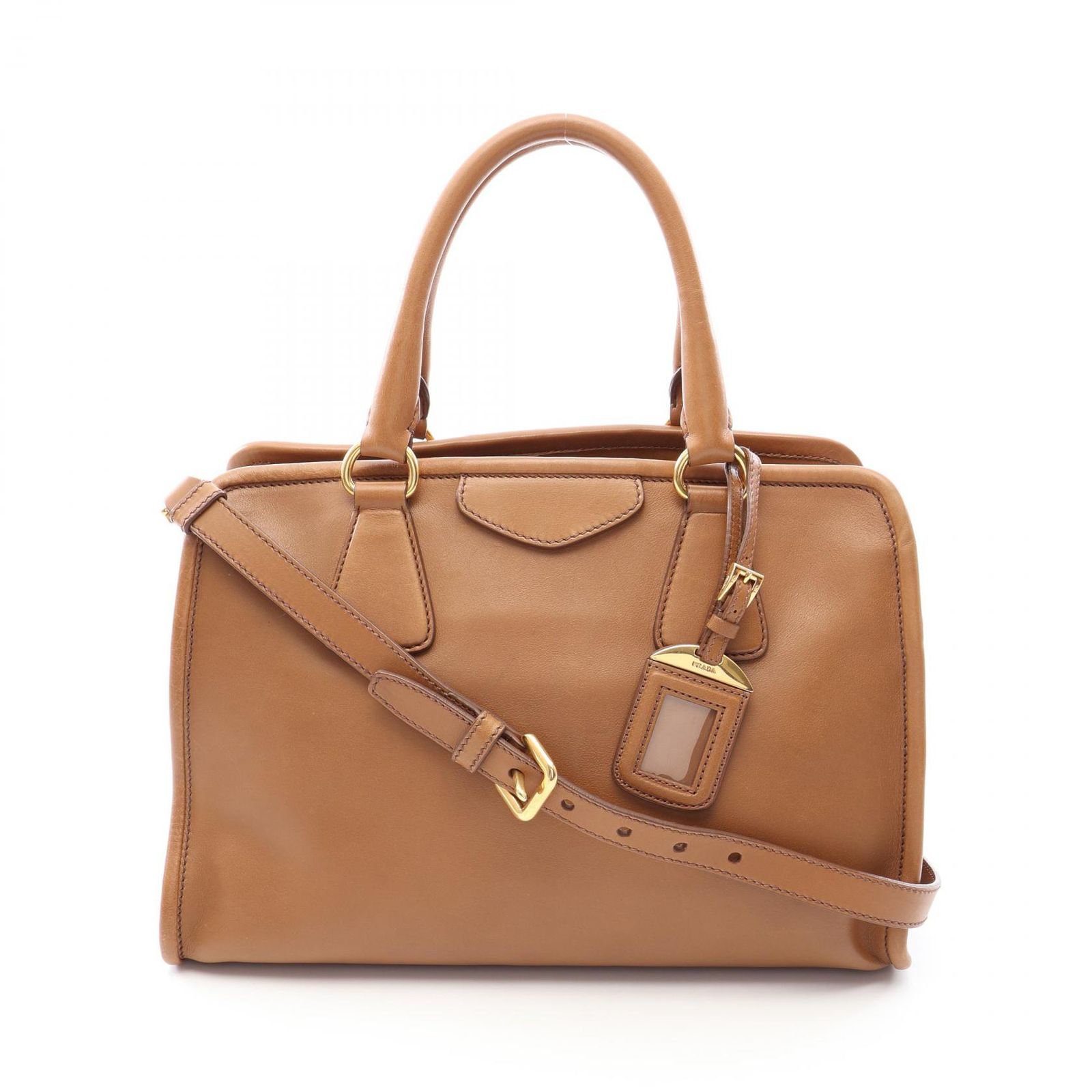 プラダ PRADA ハンドバッグ CITY CALF 2WAY キャメル レザー 2wayハンドバッグ レディース Used B
