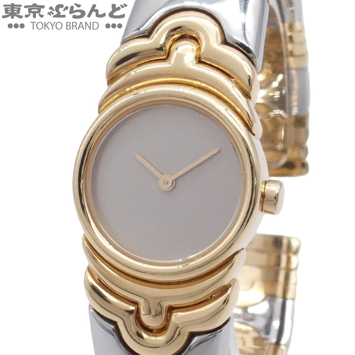 ブルガリ BVLGARI パレンテシ BJ01 グレー K18YG SS コンビ バングルウォッチ Mサイズ 腕時計 レディース 電池式 101872346