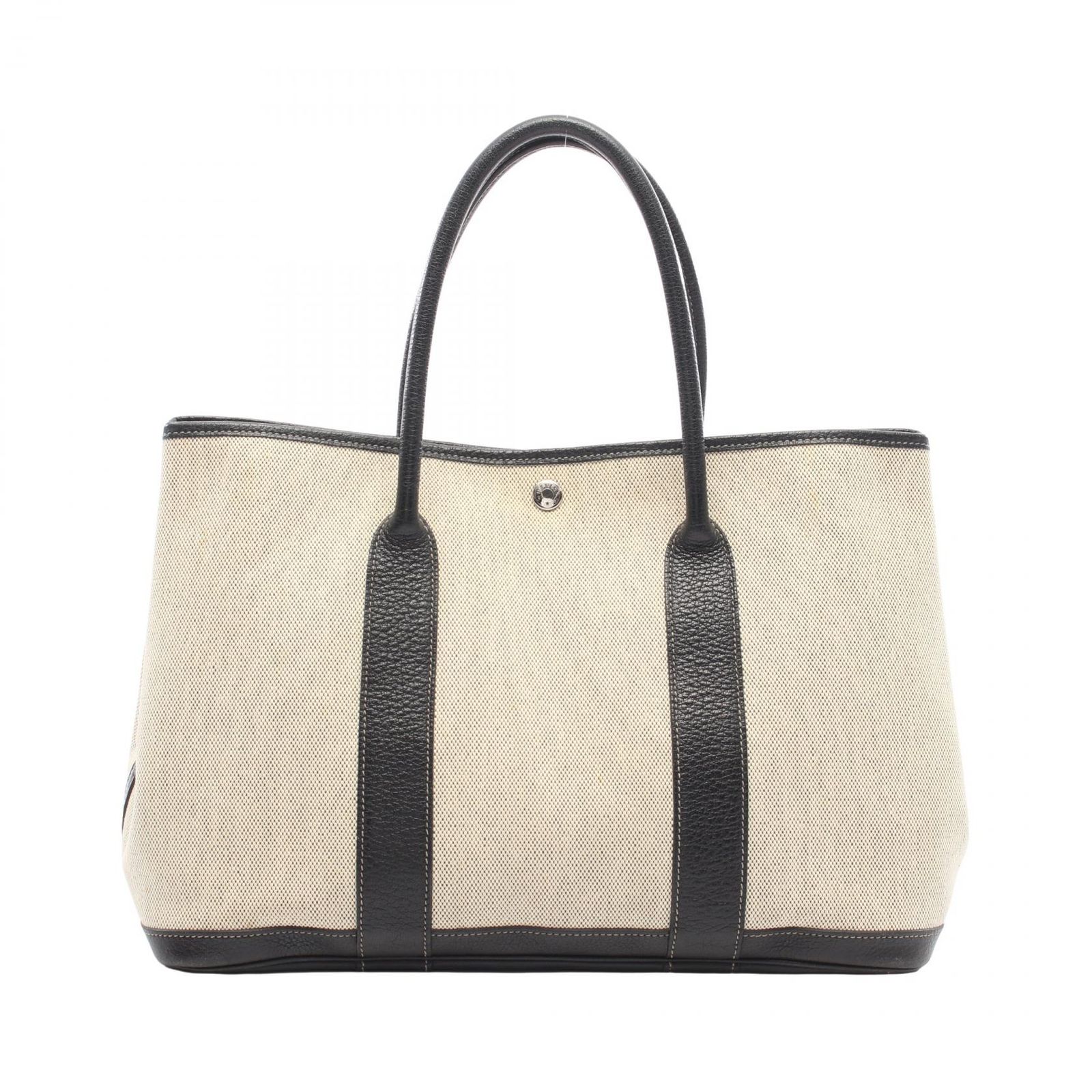 エルメス HERMES トートバッグ ガーデンパーティPM ボルデュックリボン 2006年クリスマス限定 エクリュ/ブラック キャンバス レザー ガーデンパーティPM ボルディックリボン エクリュ/ブラック