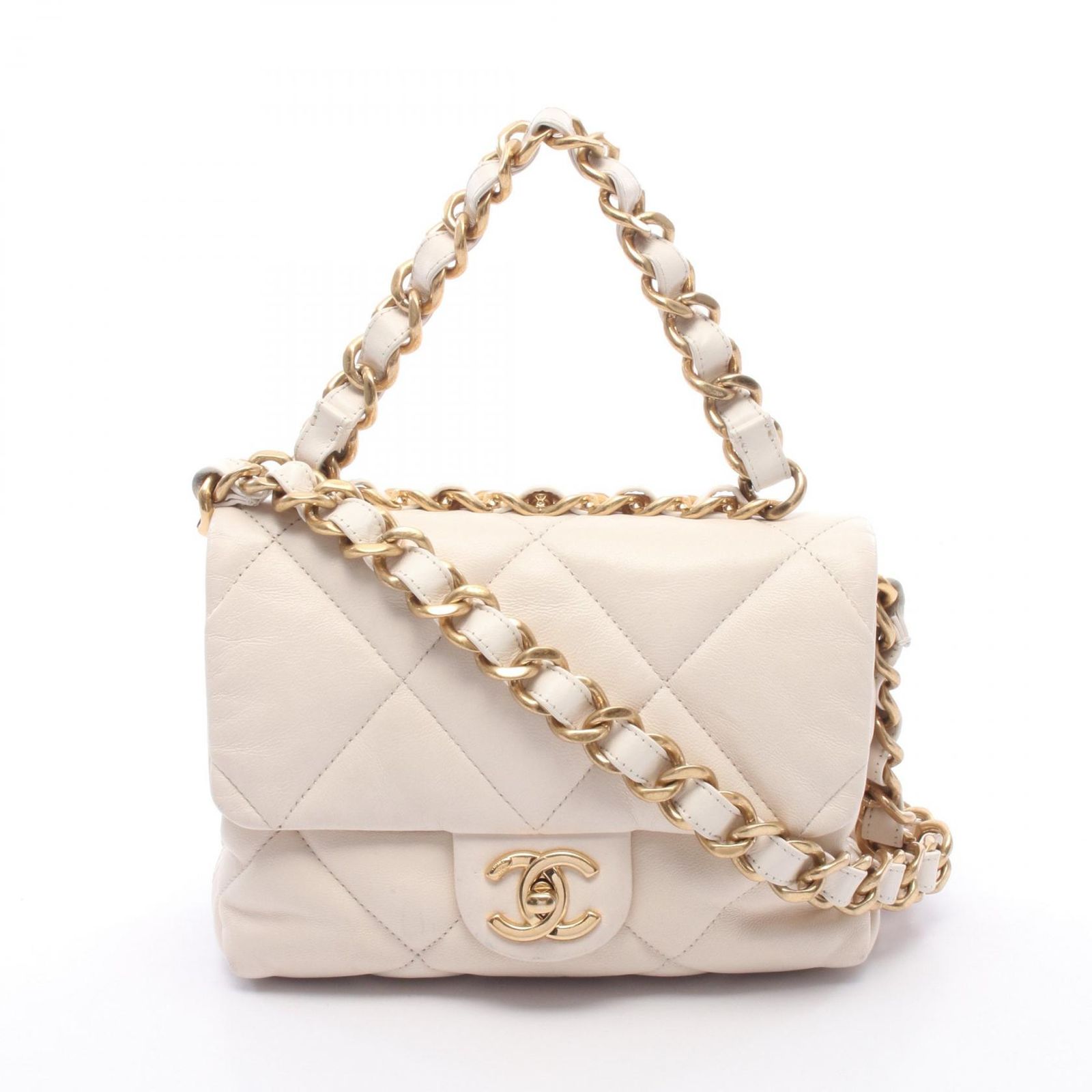 シャネル CHANEL ショルダーバッグ マトラッセ スモール 2WAY アイボリー ラムスキン（羊革） マトラッセ スモール 2wayチェーンショルダー レディース Used B