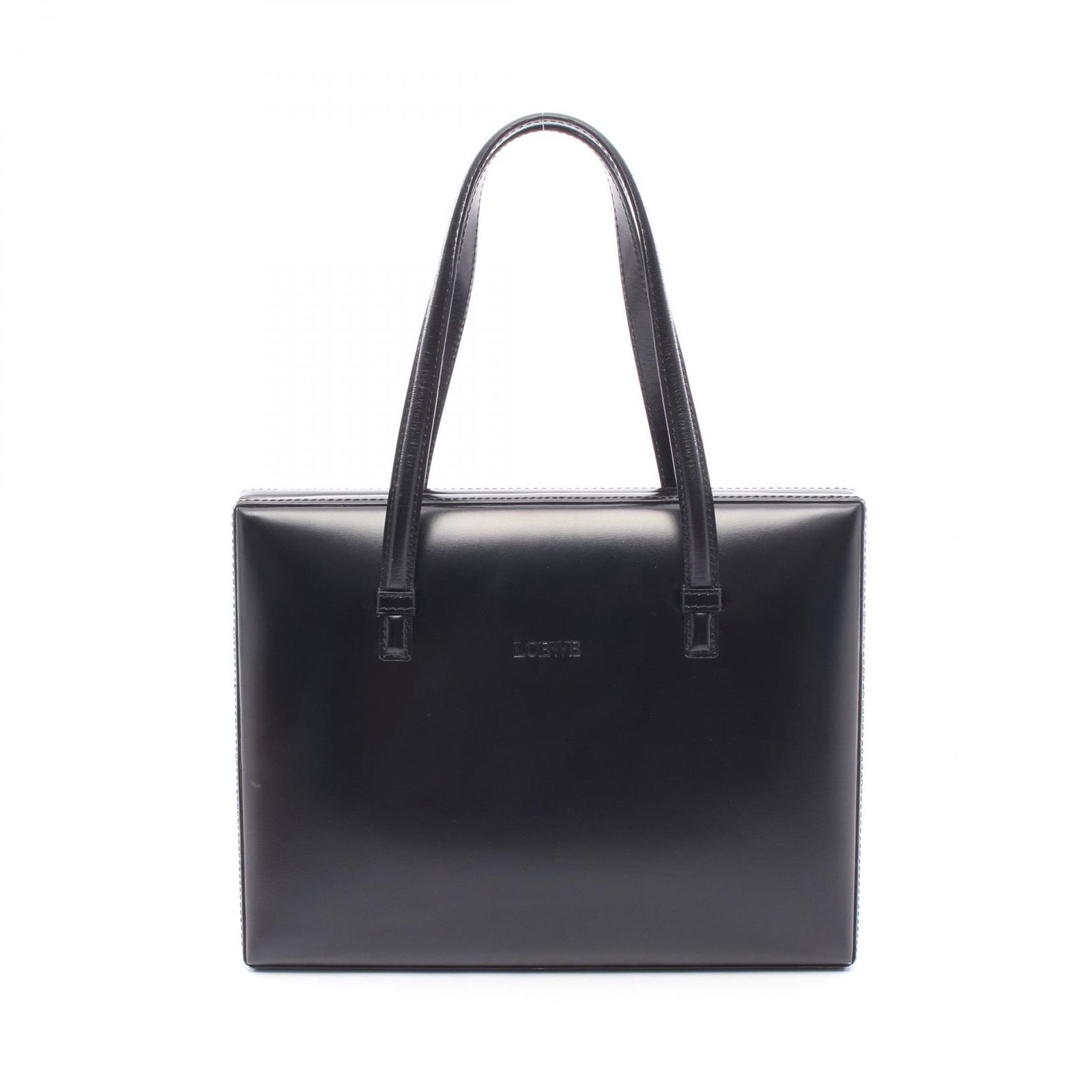 ロエベ LOEWE ハンドバッグ POSTAL ポスタル ブラック レザー ポスタル スクエア トートバッグ レディース Used A