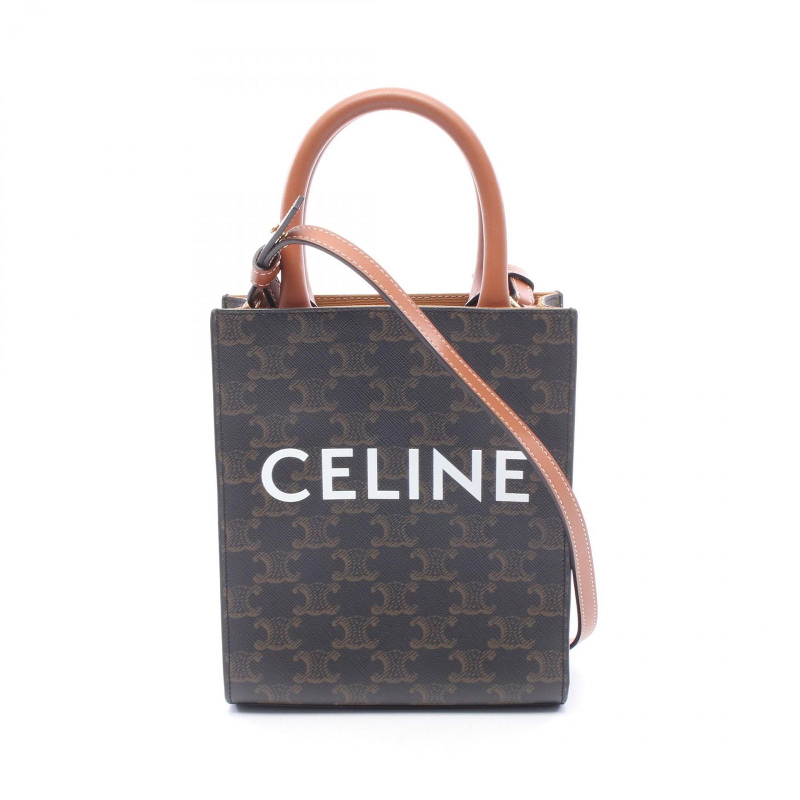 セリーヌ CELINE ハンドバッグ ミニ バーティカル カバ トリオンフ 2WAY 194372 ブラック/ブラウン PVCコーティングキャンバス レザー トリオンフ バーティカル カバ スモール