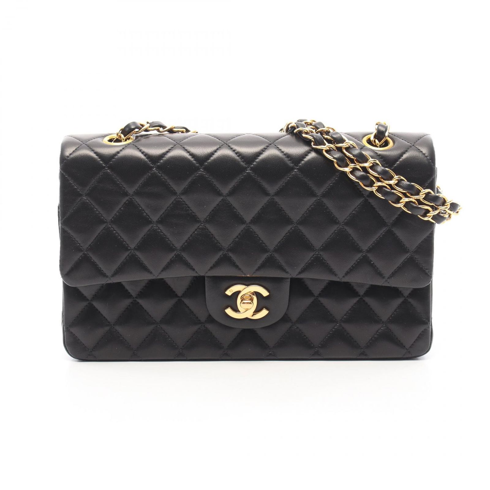 シャネル CHANEL ショルダーバッグ マトラッセ Wフラップ ブラック ラムスキン（羊革） マトラッセ ダブルフラップ チェーンショルダー レディース Used A