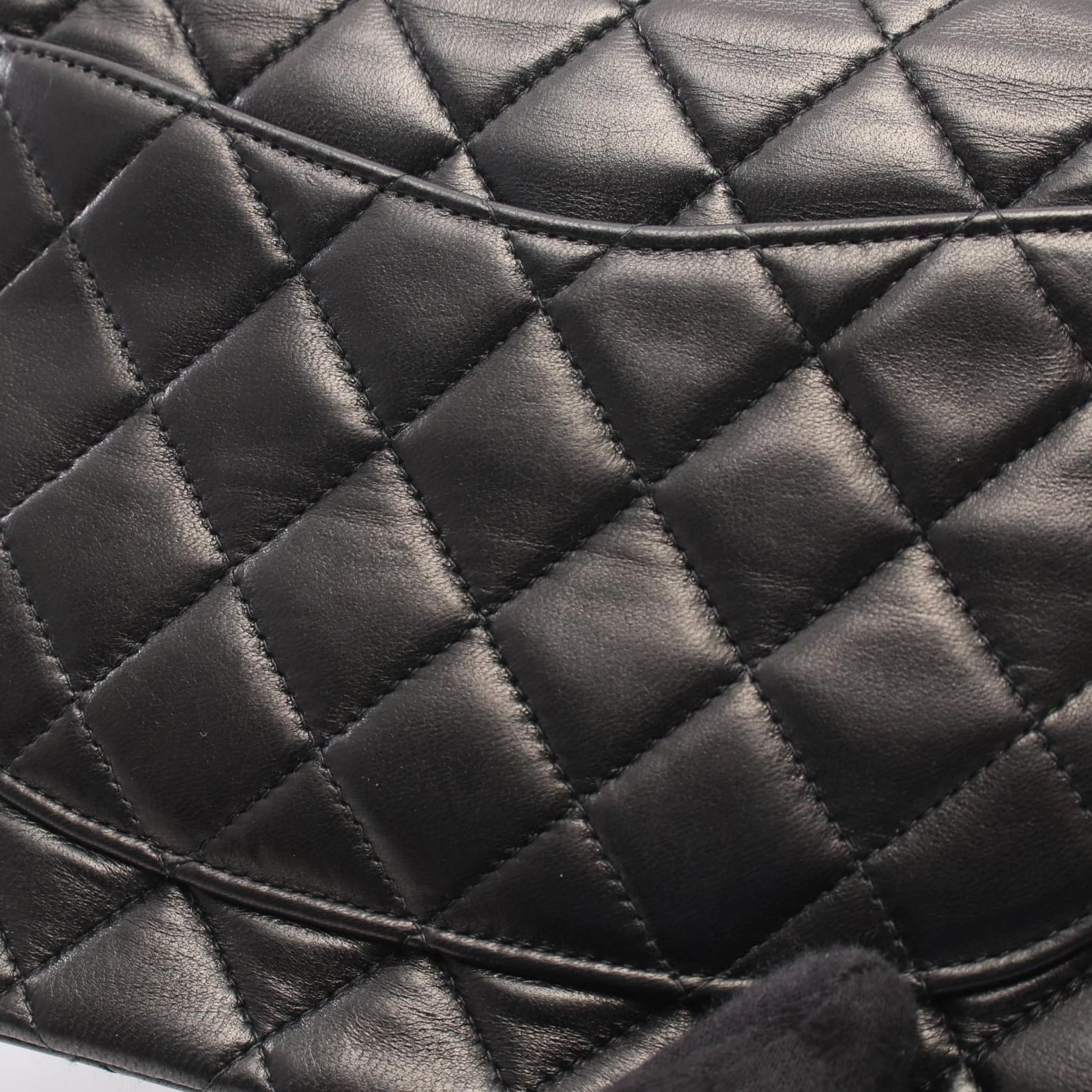 シャネル CHANEL ショルダーバッグ マトラッセ Wフラップ ブラック ラムスキン（羊革） マトラッセ ダブルフラップ チェーンショルダー レディース Used A