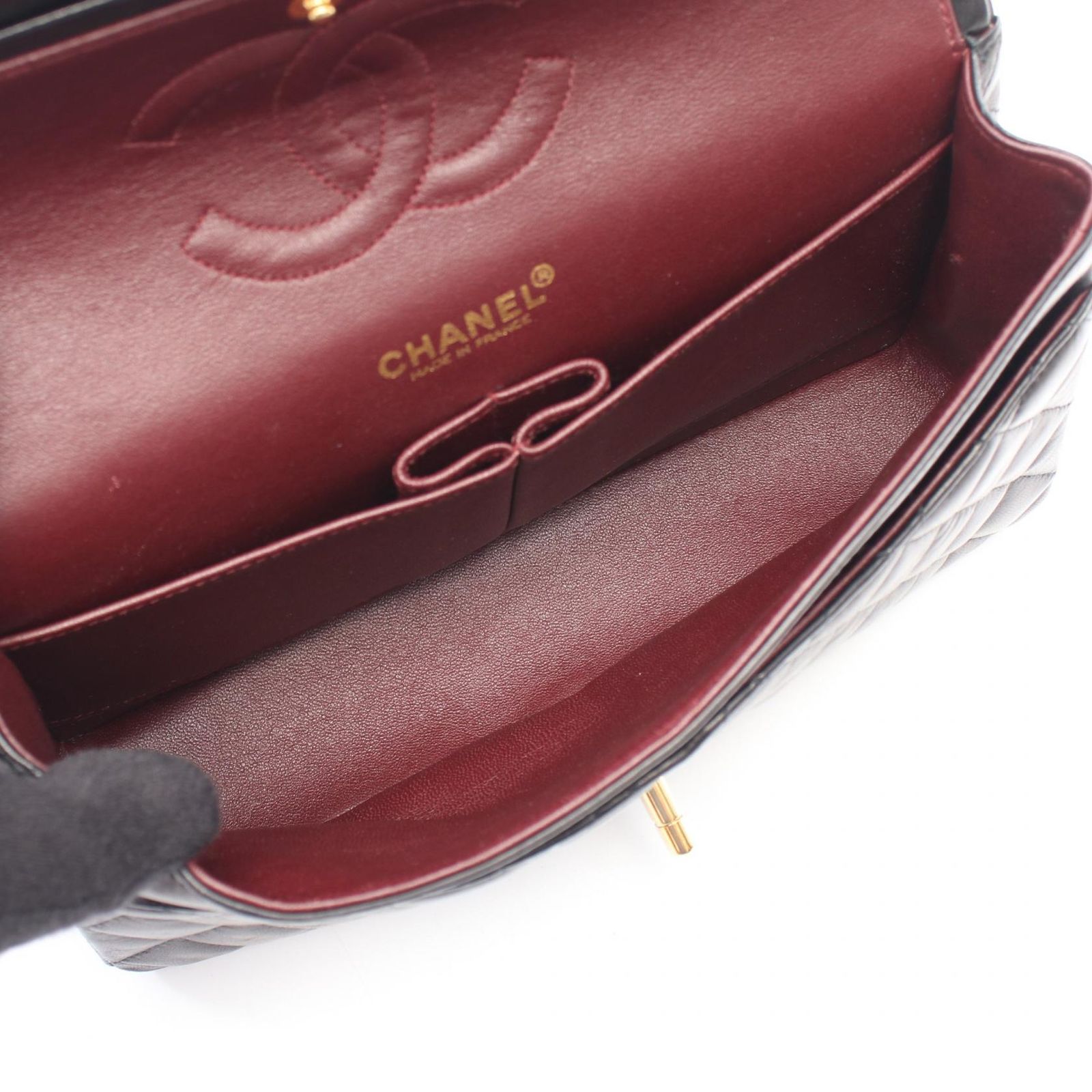 シャネル CHANEL ショルダーバッグ マトラッセ Wフラップ ブラック ラムスキン（羊革） マトラッセ ダブルフラップ チェーンショルダー レディース Used A