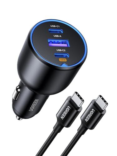 UGREEN 130W シガーソケット usb-c カーチャージャー 3ポート【PD 100W/30W+SCP 22.5W】PD3.0/QC4.0/PPS対応 100w 充電器 しがーソケット usb 急速充電器 iphone17/15/14 edff22ed