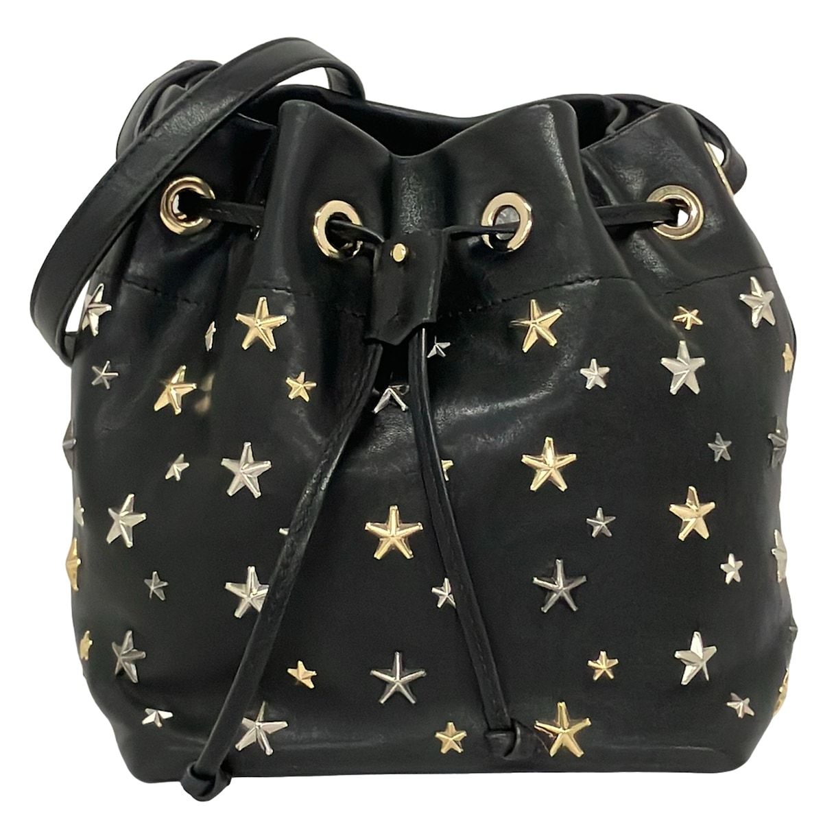 JIMMY CHOO(ジミーチュウ) ショルダーバッグ ジュノS 黒×ゴールド 