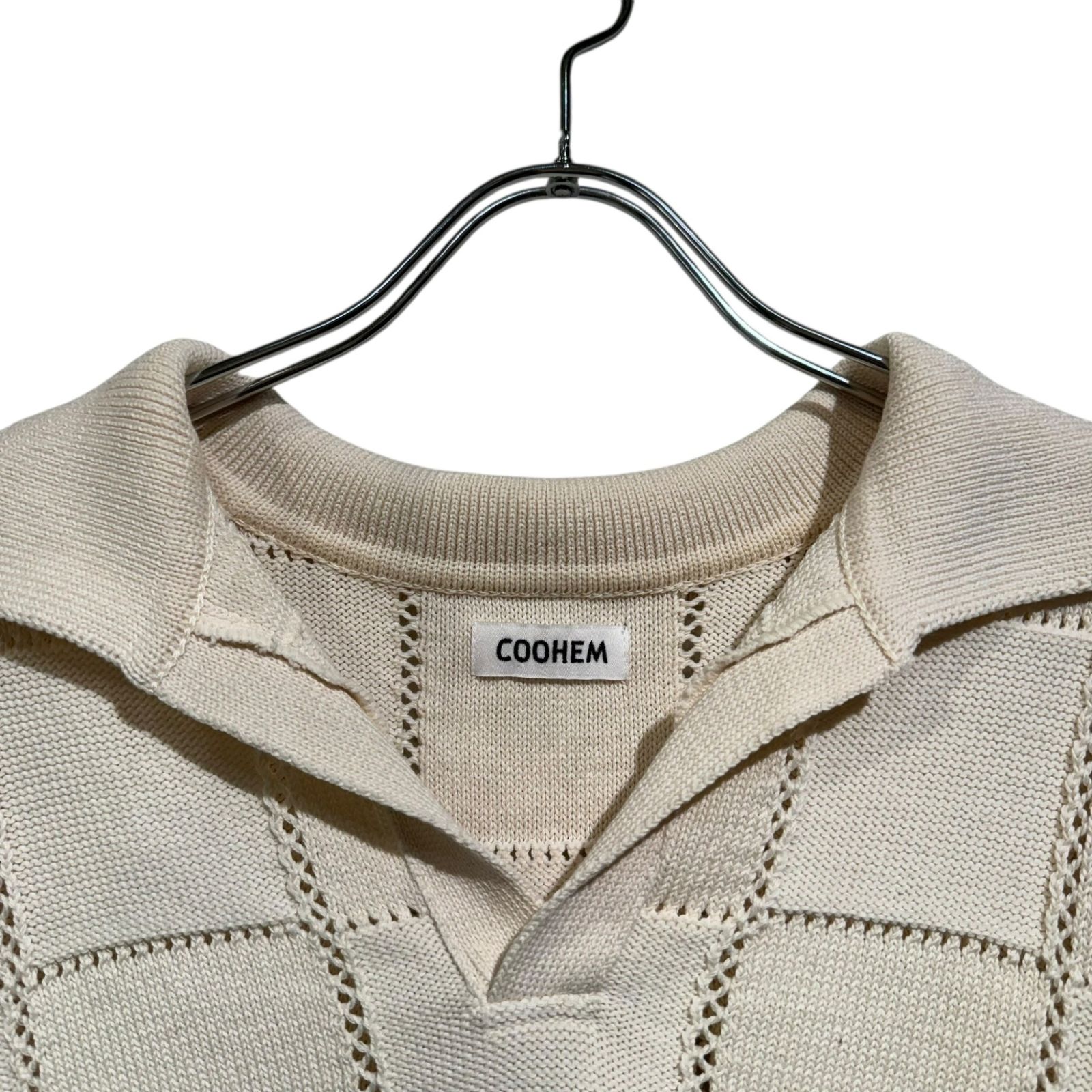 COOHEM (コーヘン) LINKS CHECK KNIT PULLOVER 11-242-028 ベージュ 