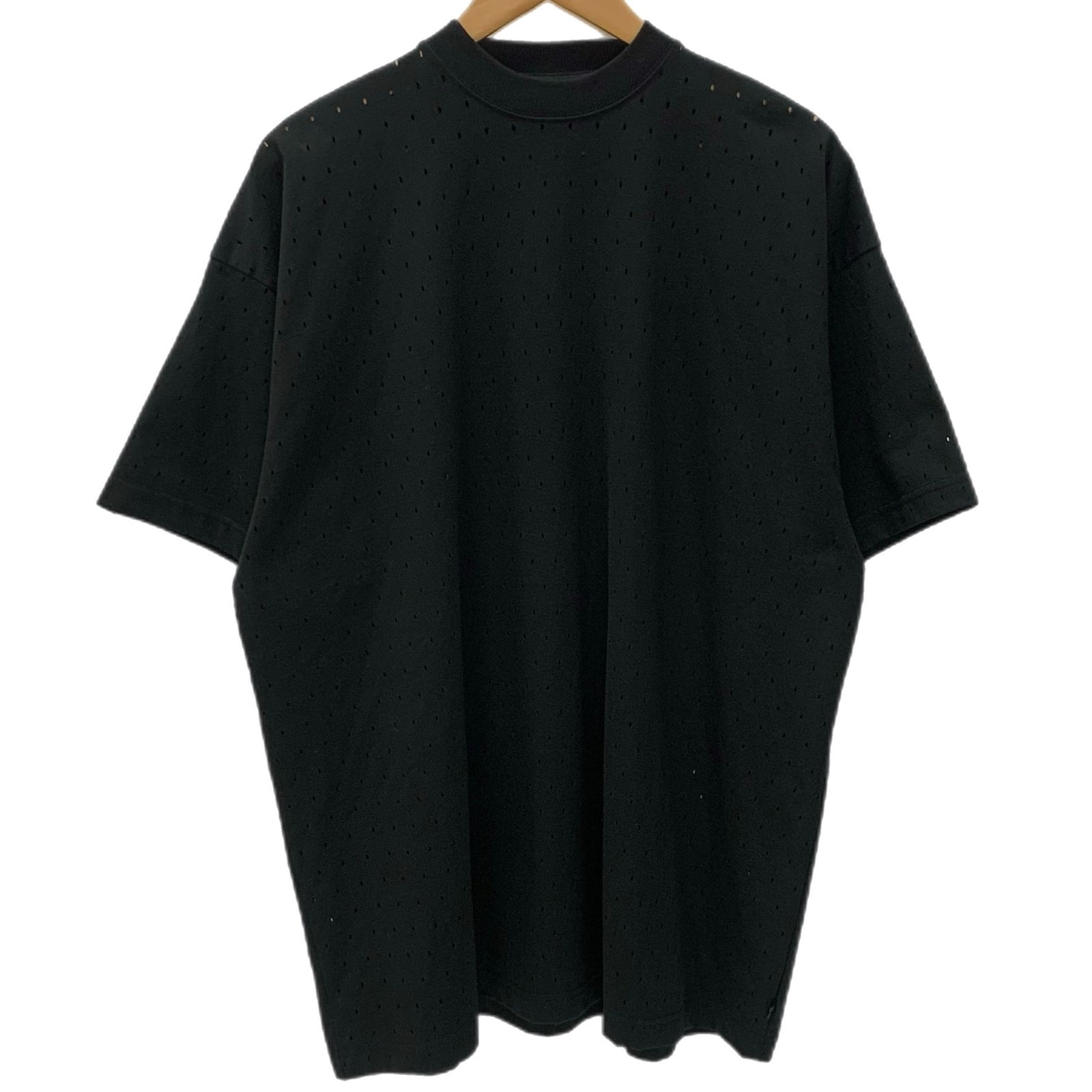 バレンシアガ BALENCIAGA パンチング加工 PJ07 694576 TMVD4 1000 Tシャツ ブラック Lサイズ 201MT-6170