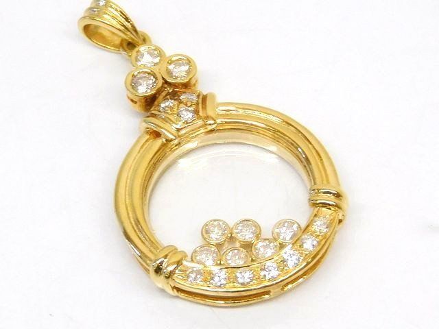 K18 ダイヤ 0.47ct ■ イエローゴールド ペンダント トップ ガラス込み5.5g YG ダイヤモンド レディース □8E8F●