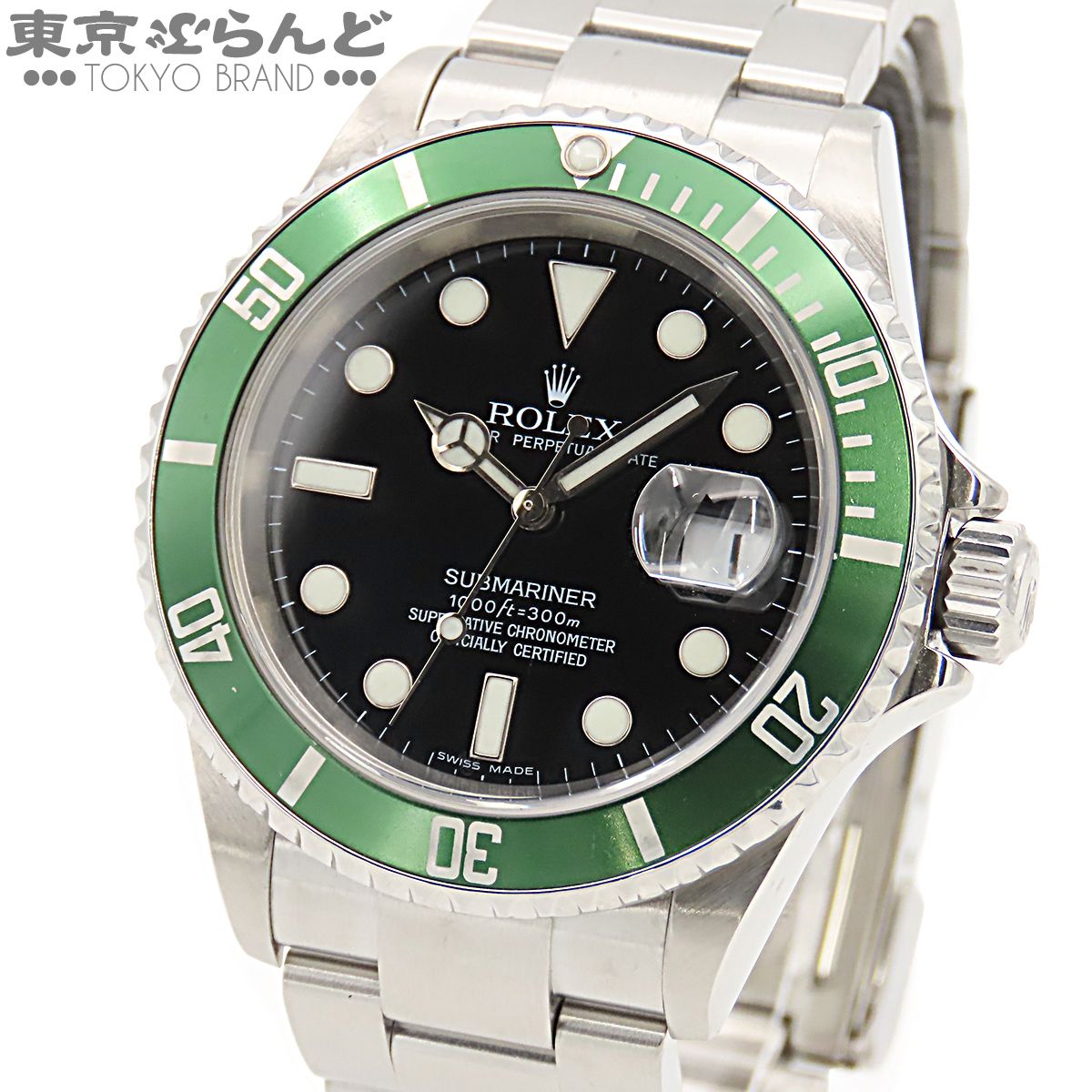 ロレックス ROLEX グリーン サブマリーナー デイト 16610LV グリーン SS 腕時計 メンズ 自動巻 D番 オイスターブレス 仕上済 101852808