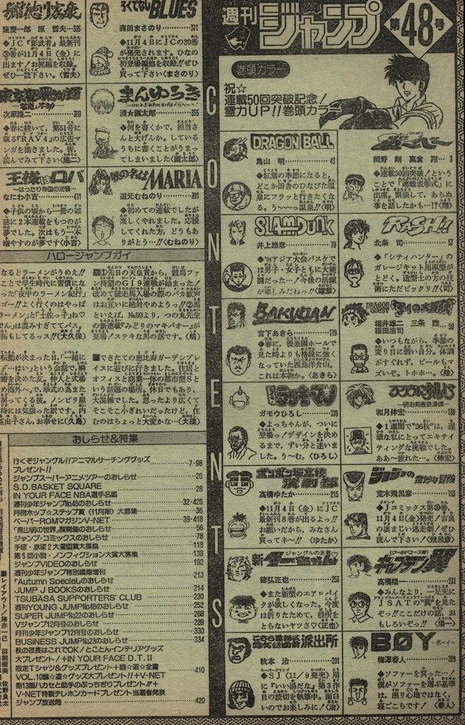 集英社 1994年(平成6年)の漫画雑誌 週刊少年ジャンプ 1994年(平成6年