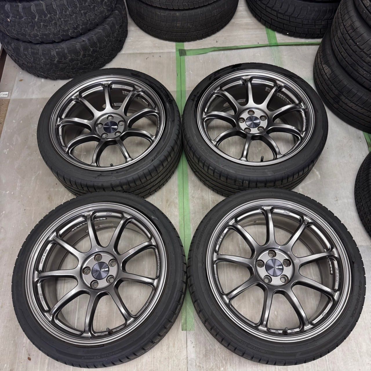 良品 ENKEI PF09 18インチ 9j +42 PCD100 ハンコック S1EVO3 225/40R18 255/35R18 2025年 86 BRZ カローラスポーツ