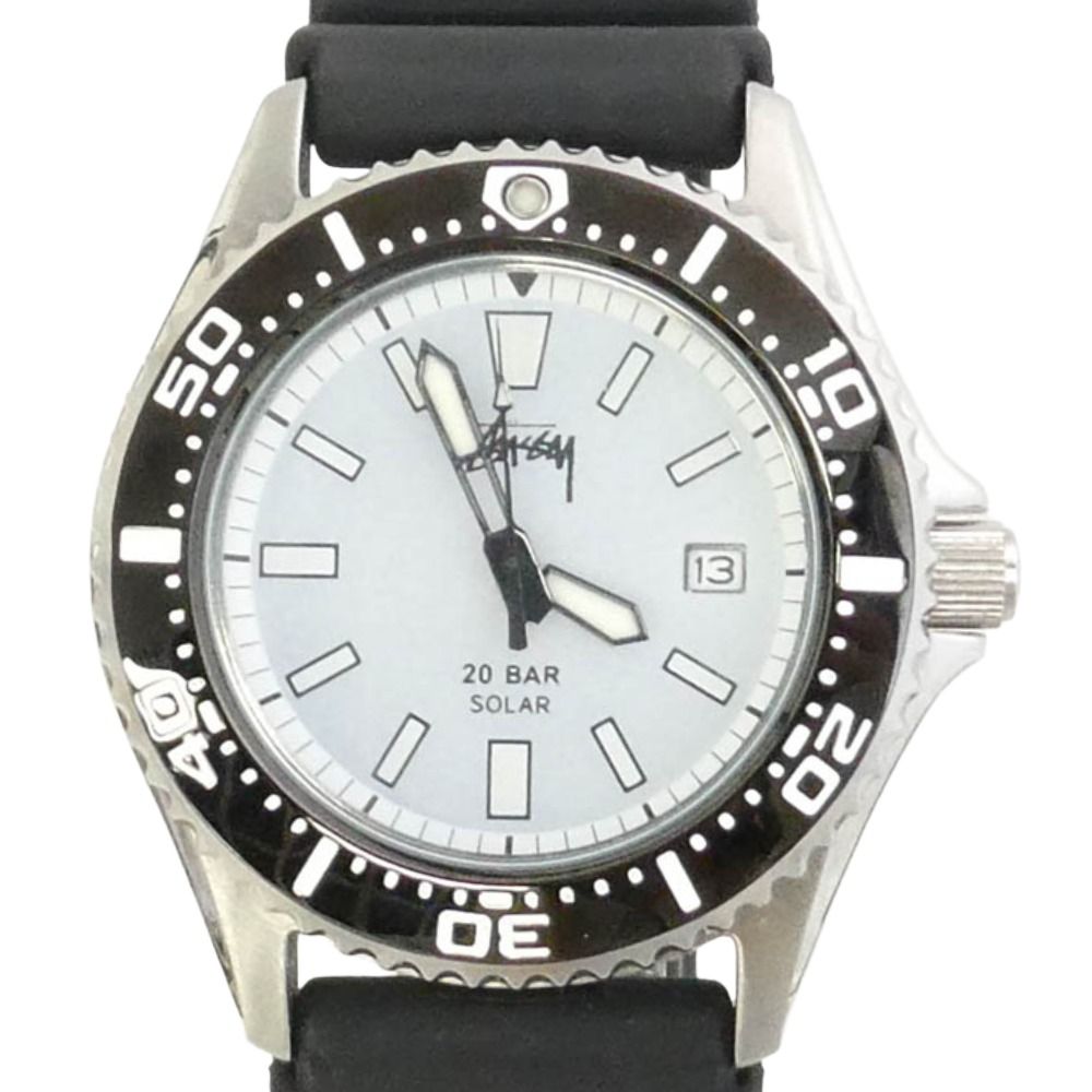 STUSSY ステューシー SEIKO セイコー V145-0CE0 × SEIKO セイコー 30周年記念モデル XXX Aqua Force アクアフォース ソーラー 腕時計 ブラック系 シルバー系【中古】