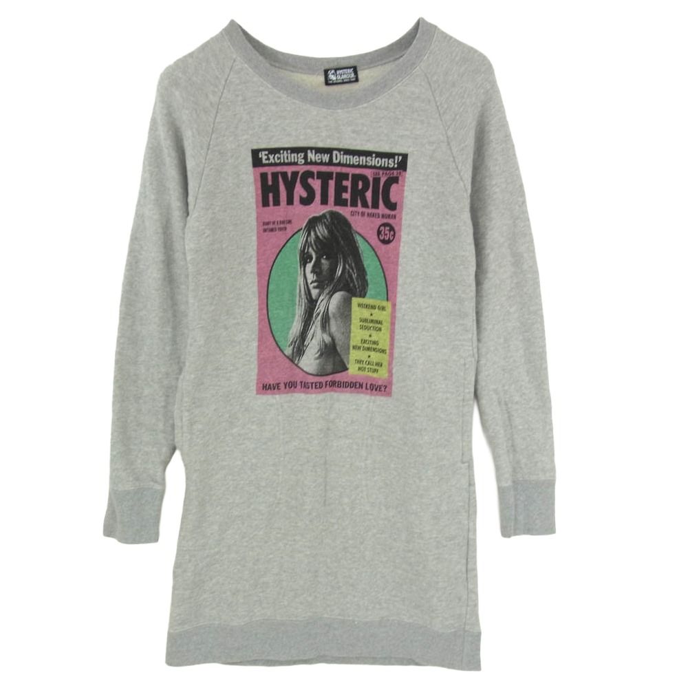 HYSTERIC GLAMOUR ヒステリックグラマー 01201CO01 CITY OF NAKED WOMAN 長袖 ワンピース グレー系 FREE【中古】