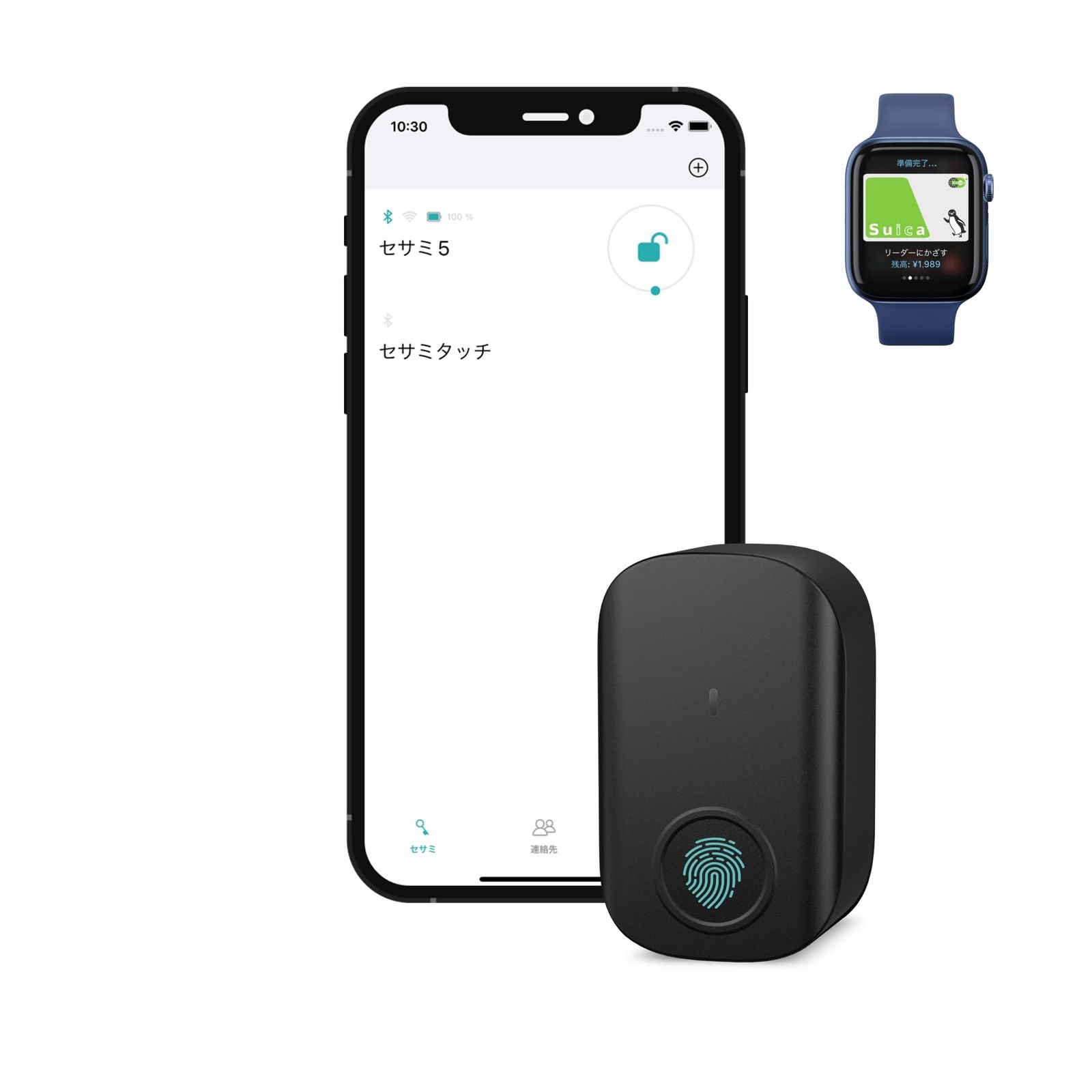 キャンディハウス(Candy House) 指紋認証パッド ICカードリーダー SESAME TOUCH セサミタッチ Suica対応 PASMO対応 Apple watch Felica MIFAIR モバイルSuica 工事不要 取付カン 23d63b56