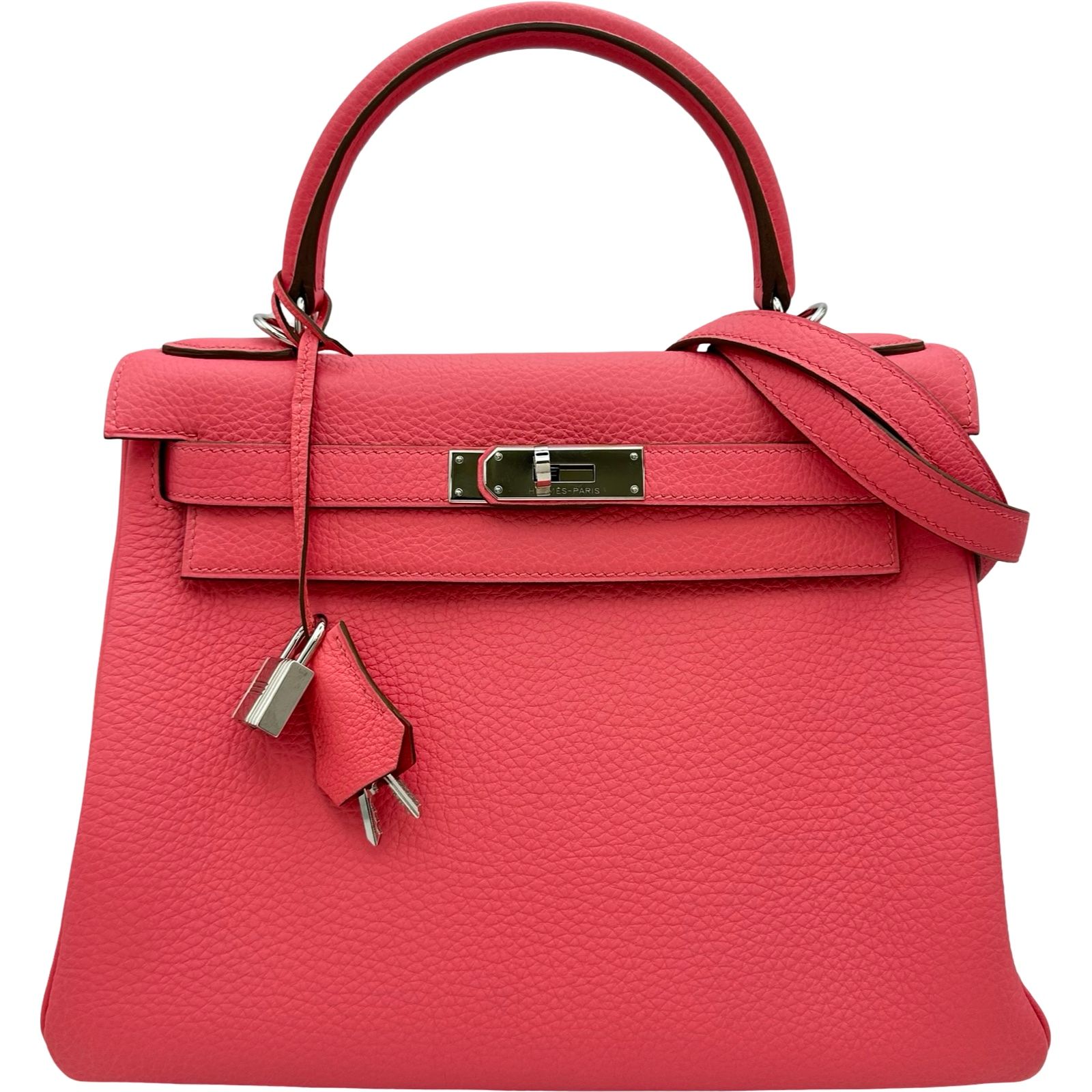エルメス HERMES ケリー28 内縫い □Q刻印 ローズリップスティック シルバー金具 トゴ レディース ショルダーバッグ