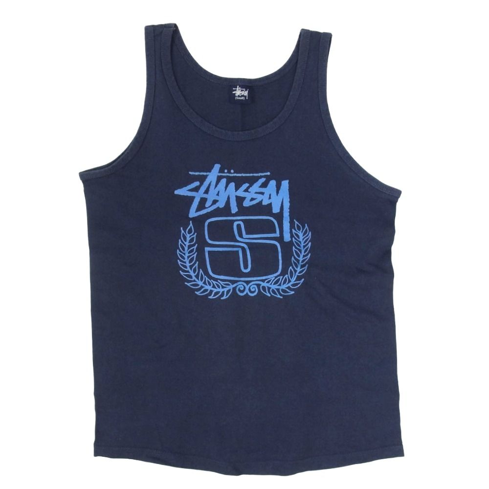 00s stussy タンクトップ　　ステューシー STUSSY ステューシー 00s S ロゴ プリント タンクトップ ネイビー系 S