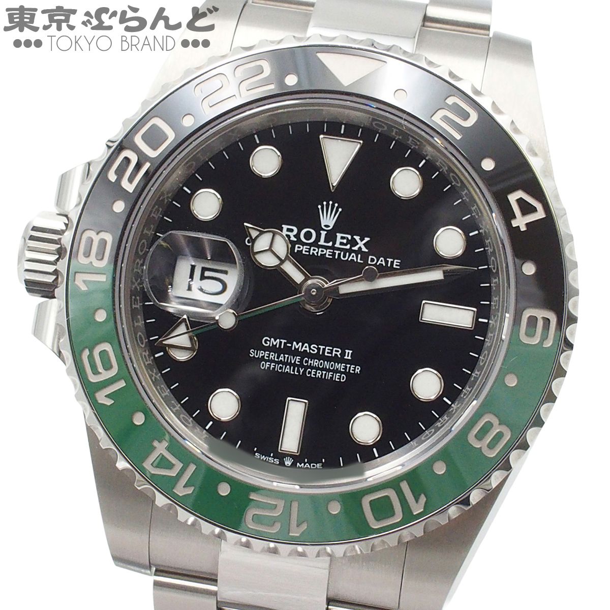 ロレックス GMTマスター2 緑黒ベゼル オイスターブレス レフティ仕様 現行品 ランダム番 126720VTNR ブラック SS 腕時計 メンズ 自動巻 保証書付き 101865971