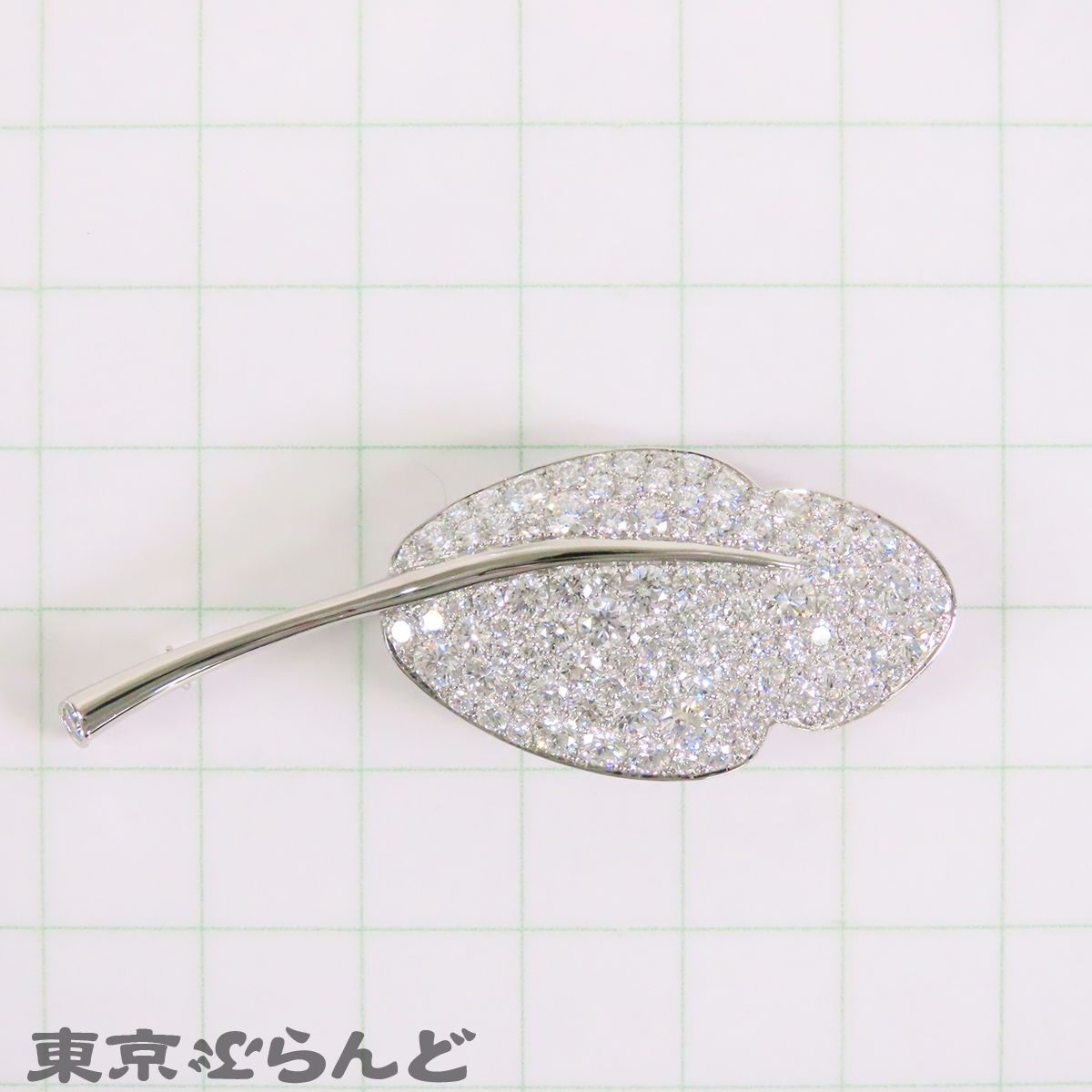 ギメル Gimel リーフ ブローチ プラチナ Pt950 ダイヤモンド 3.779ct