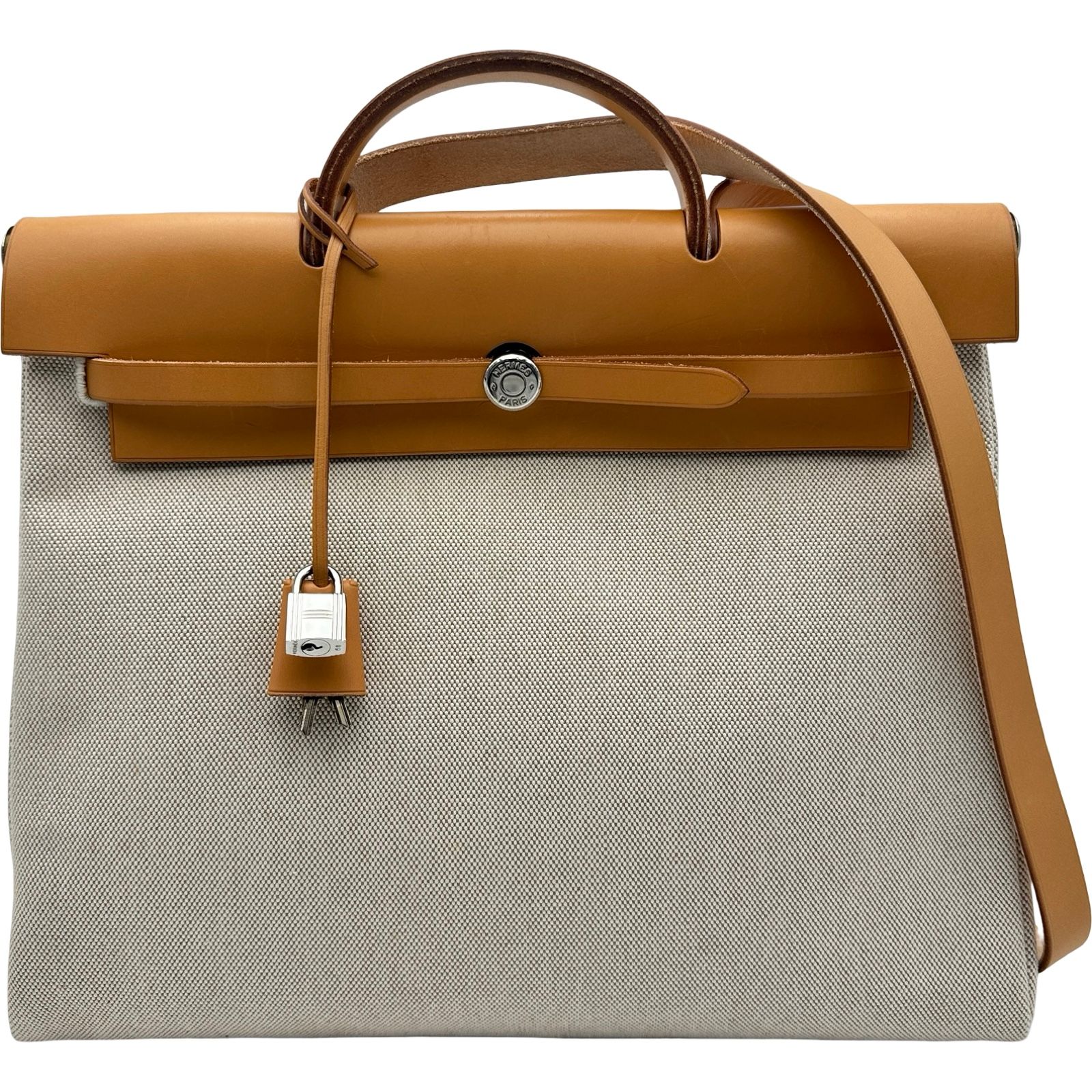 エルメス HERMES エールバッグMM ▢G刻印 ベージュ シルバー金具 トワル レディース ショルダーバッグ