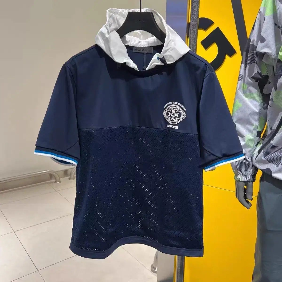G FORE メンズ 半袖 メッシュ フード Tシャツ