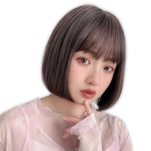 [ブライトララ] 素肌ウィッグ ウィッグ ショート ボブ レディース 医療用ウィッグ フルウィッグ 竹 かつら hf1782-FP-M, ボブxFPピオニーブラウンmixma