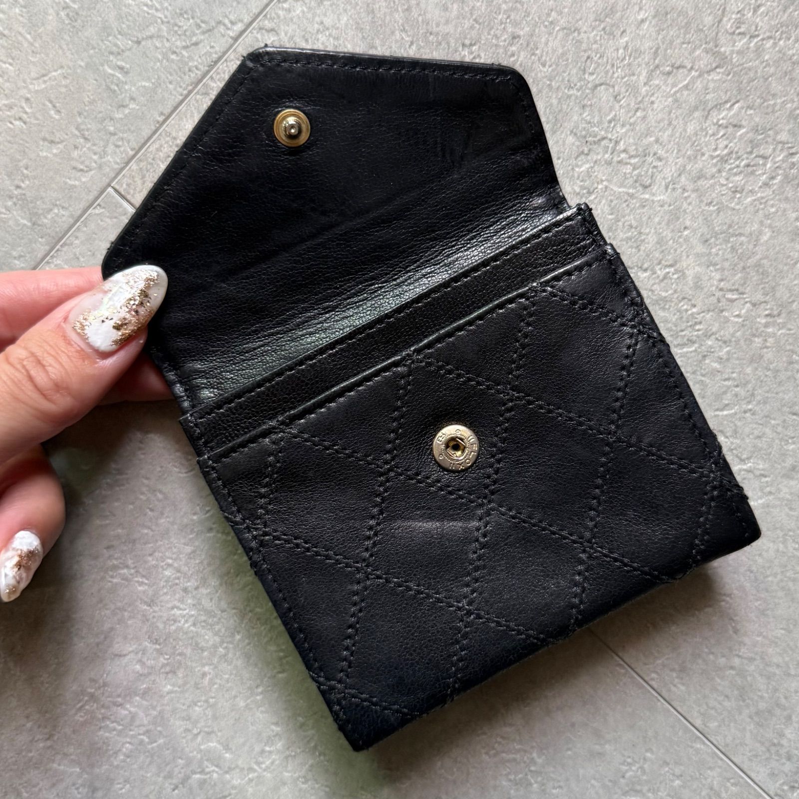 CHANEL シャネル ビコローレ コインケース 財布 レザー ブラック 