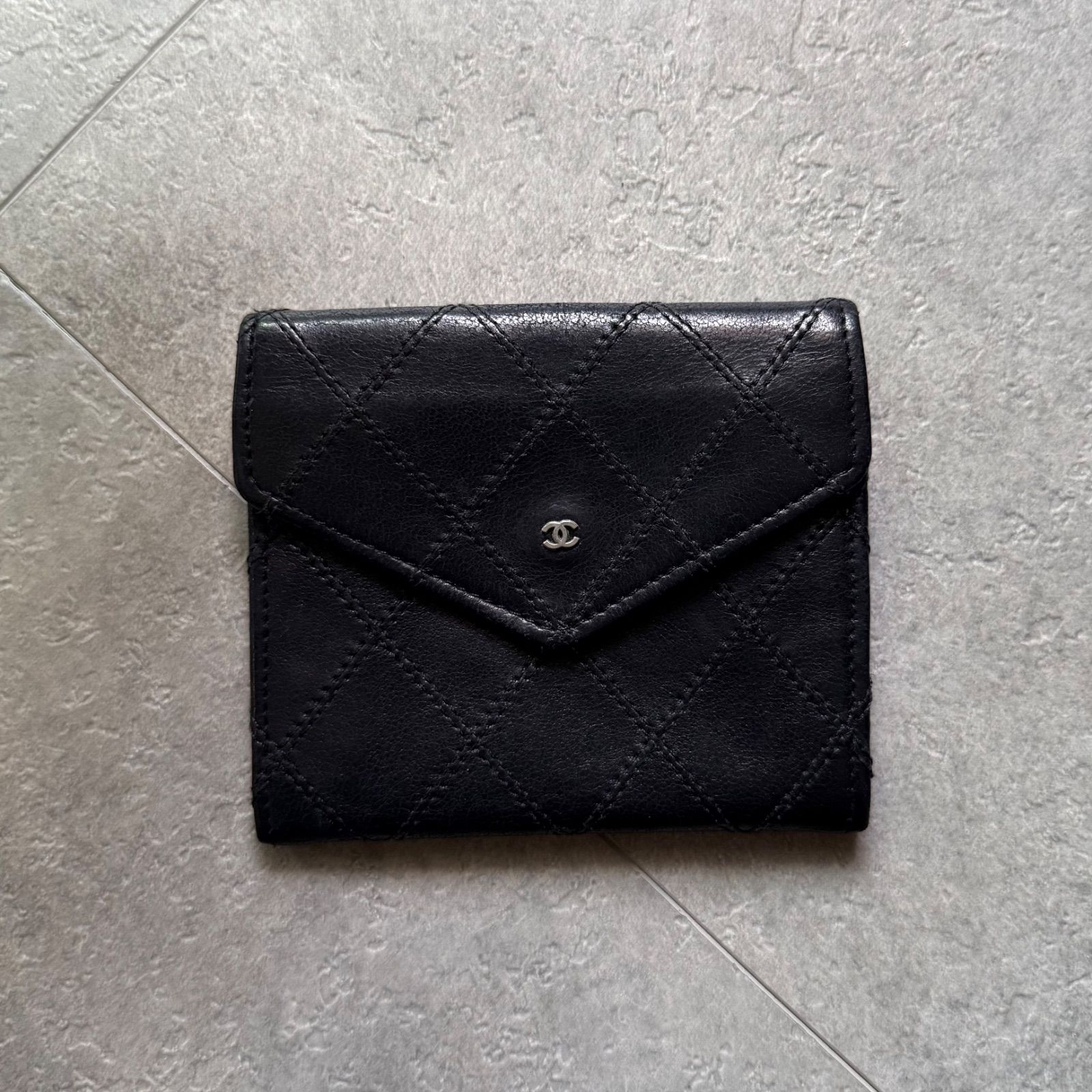 CHANEL シャネル ビコローレ コインケース 財布 レザー ブラック 