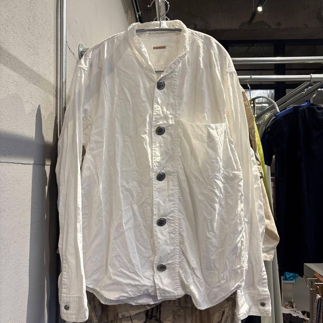 【東あずま店　併売品】　キャピタル KAPITAL シャツ トップス　XL　4サイズ　shirt　TOPS　メンズ　men's　 ホワイト　natural　ナチュラル　長袖　岡山　ブランド　古着　ドメスティック