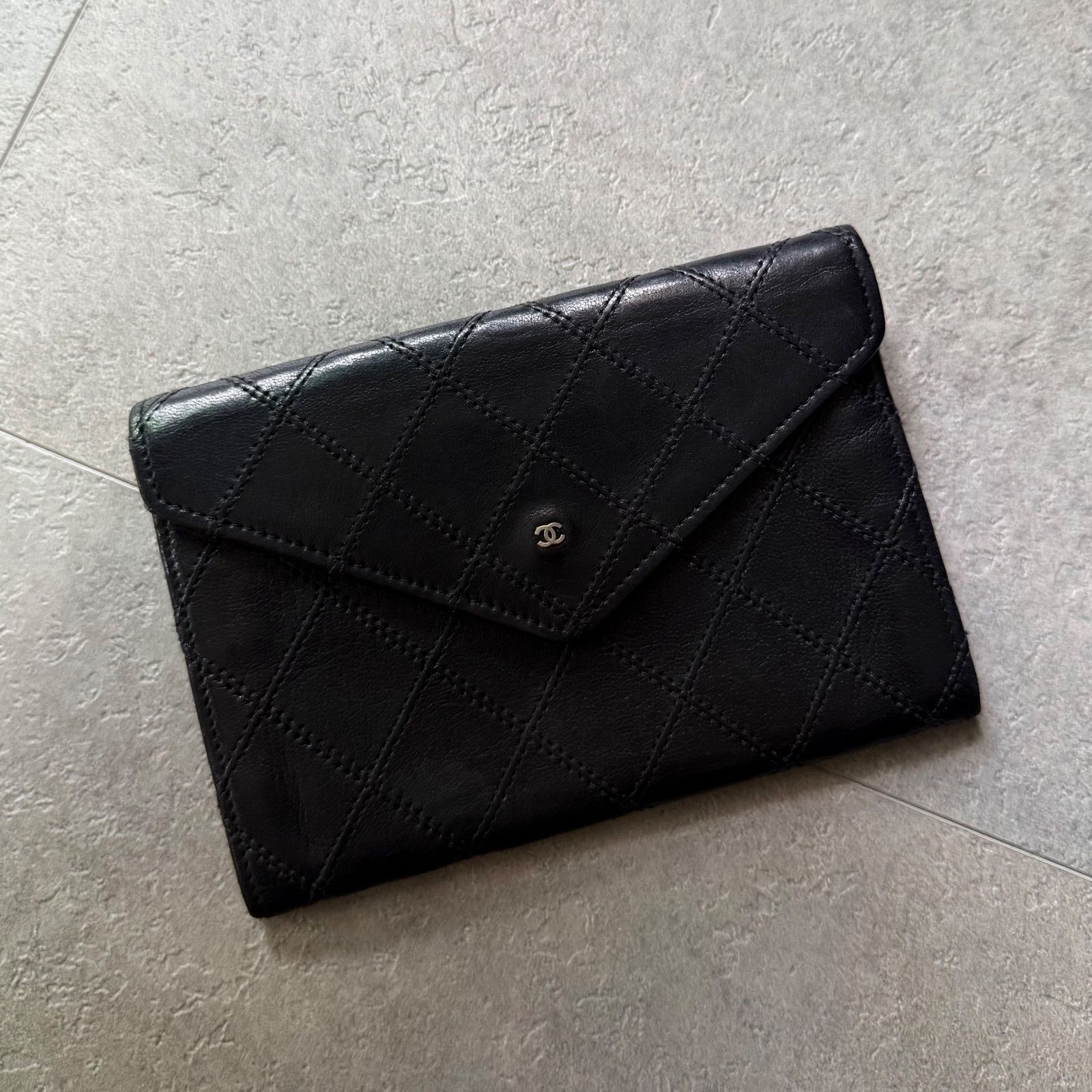 CHANEL シャネル ビコローレ 二つ折り財布 レザー ブラック 黒 キルティング コンパクトウォレット