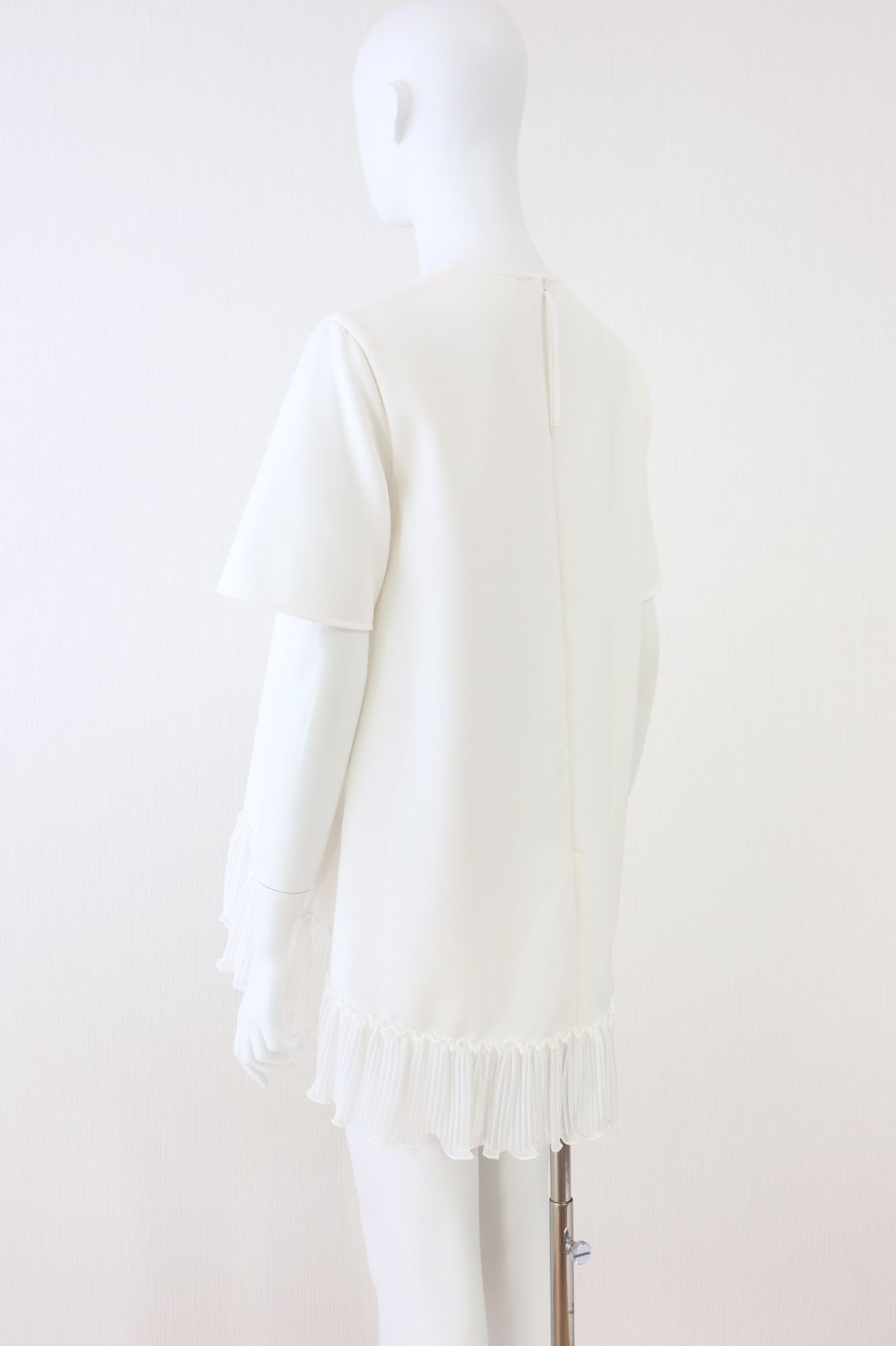 美品✨アディアム 23年 ピオニーTシャツ 切替 プリーツ シフォン S 白 ADEAM Peony T-shirt 美品 アディアム プリーツヘム 0 白 2023年商品