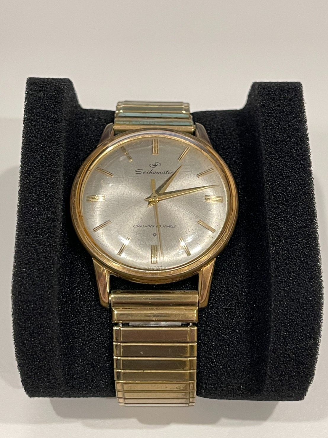 【稼働品】セイコーマチック 20石 自動巻き マルマン製 蛇腹ベルト J14075
