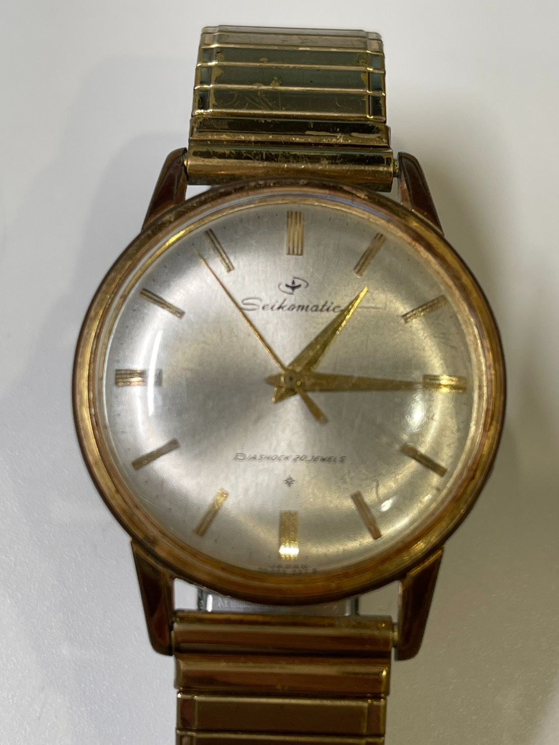 【稼働品】セイコーマチック 20石 自動巻き マルマン製 蛇腹ベルト J14075