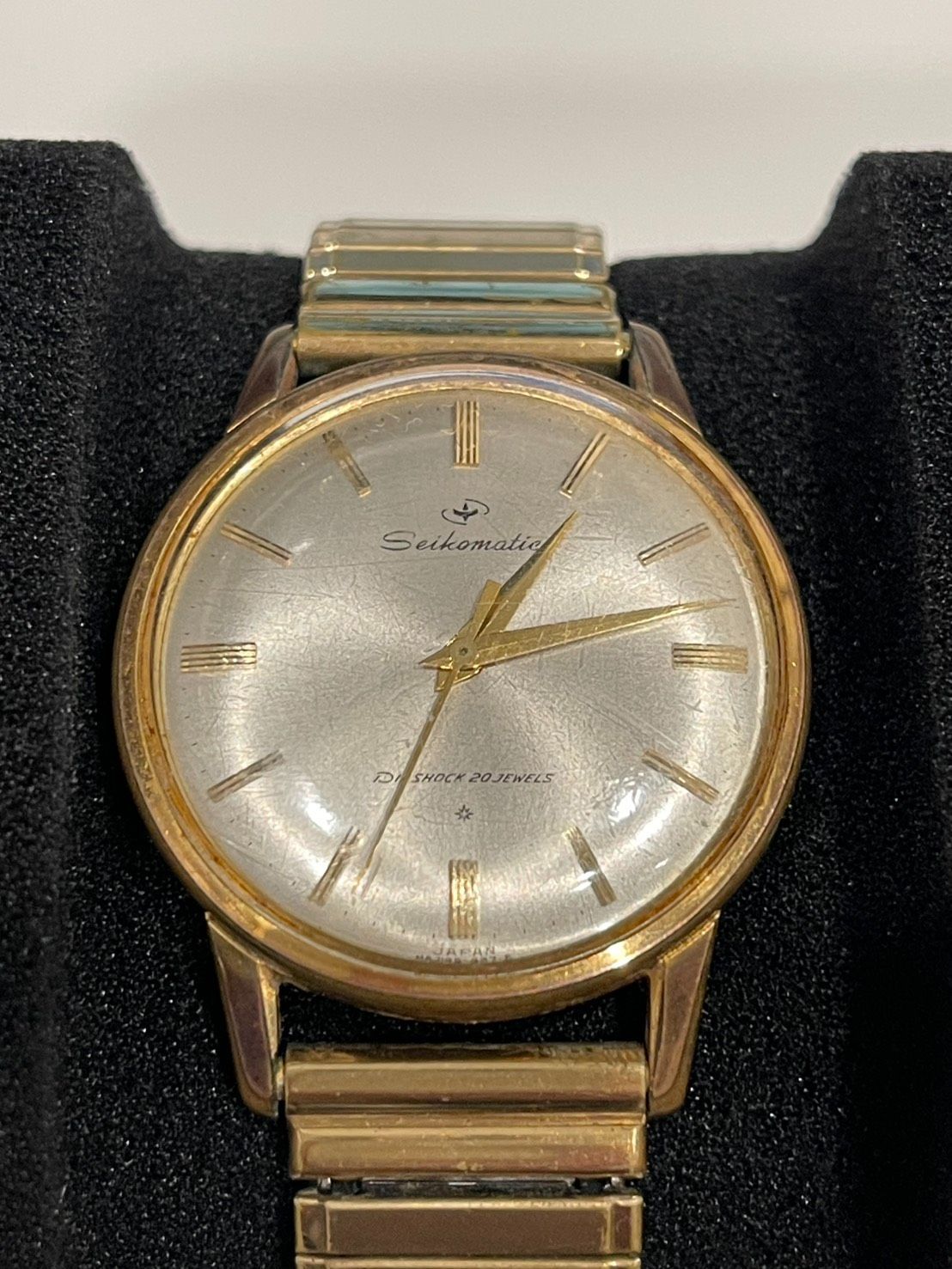 【稼働品】セイコーマチック 20石 自動巻き マルマン製 蛇腹ベルト J14075