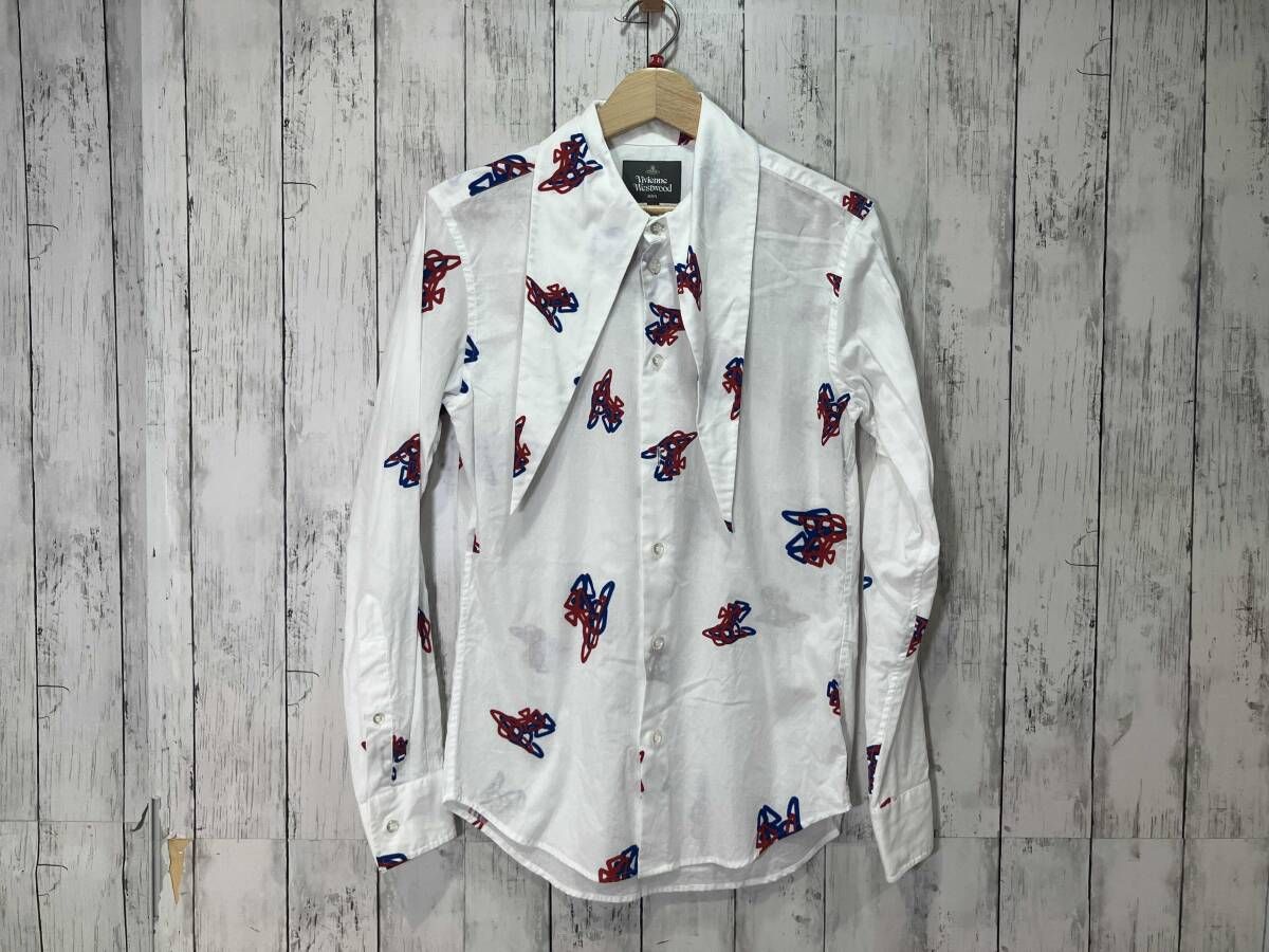 Vivienne Westwood MAN ヴィヴィアンウエストウッド メン SPRAY ORB ハルスカラーシャツ ホワイト サイズ44 長袖シャツ