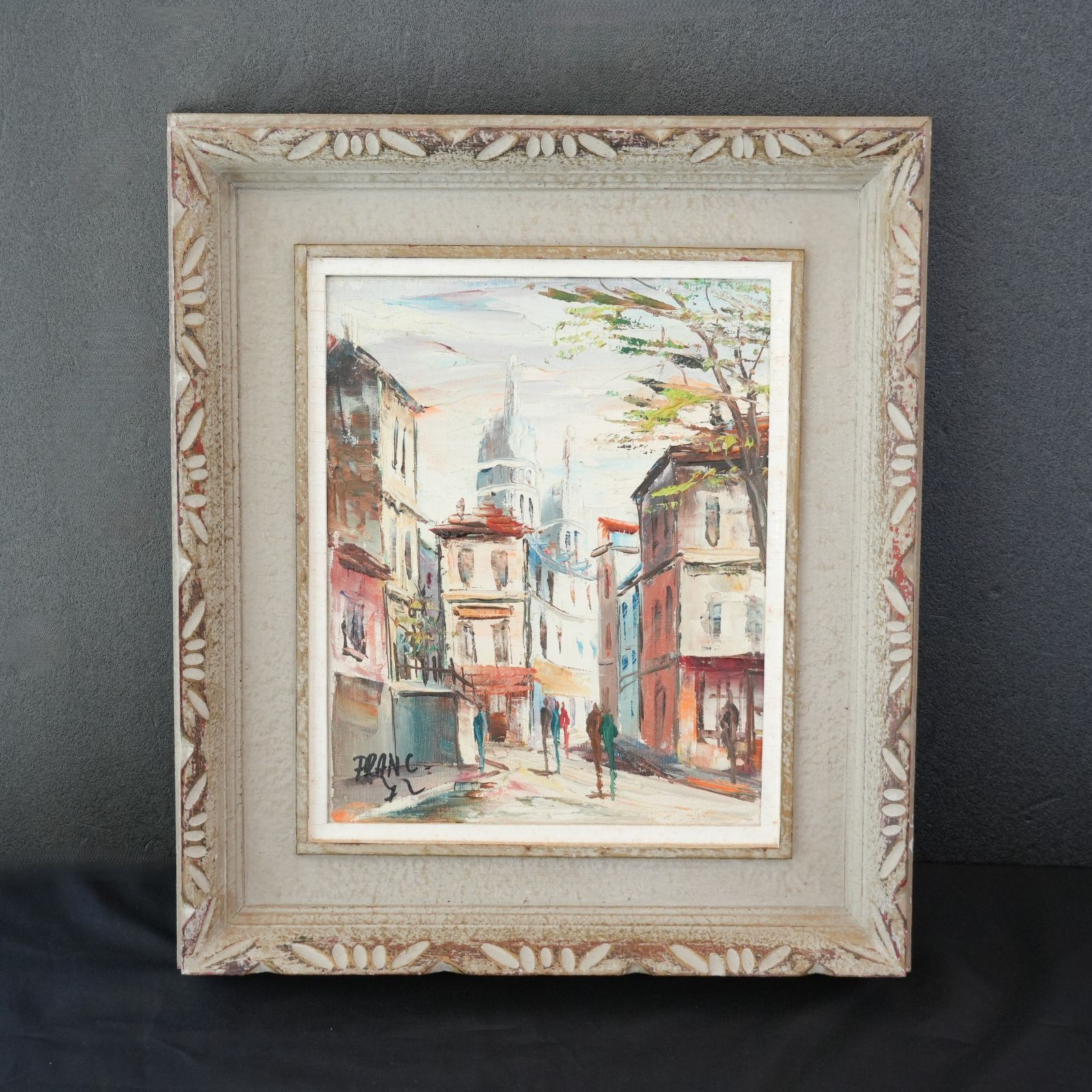 [KO] 絵画 油絵 肉筆 風景画 イスタンブール ガラタ塔 1966年作 サイン有 額縁付 画廊取扱品 ヴィンテージ アンティーク インテリア 壁掛け w27