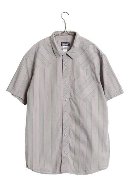パタゴニア ウィスコ シャツ メンズ L / 古着 12年製 アウトドア ウエスタン ストライプ オーガニック コットン 半袖シャツ ポケット付き