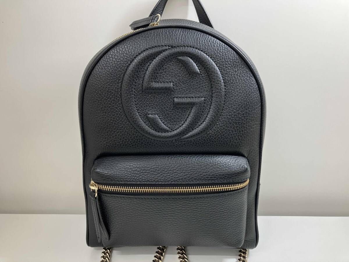 【鑑定書付き】GUCCI グッチ ソーホーバックパック リュック 黒 ブラック