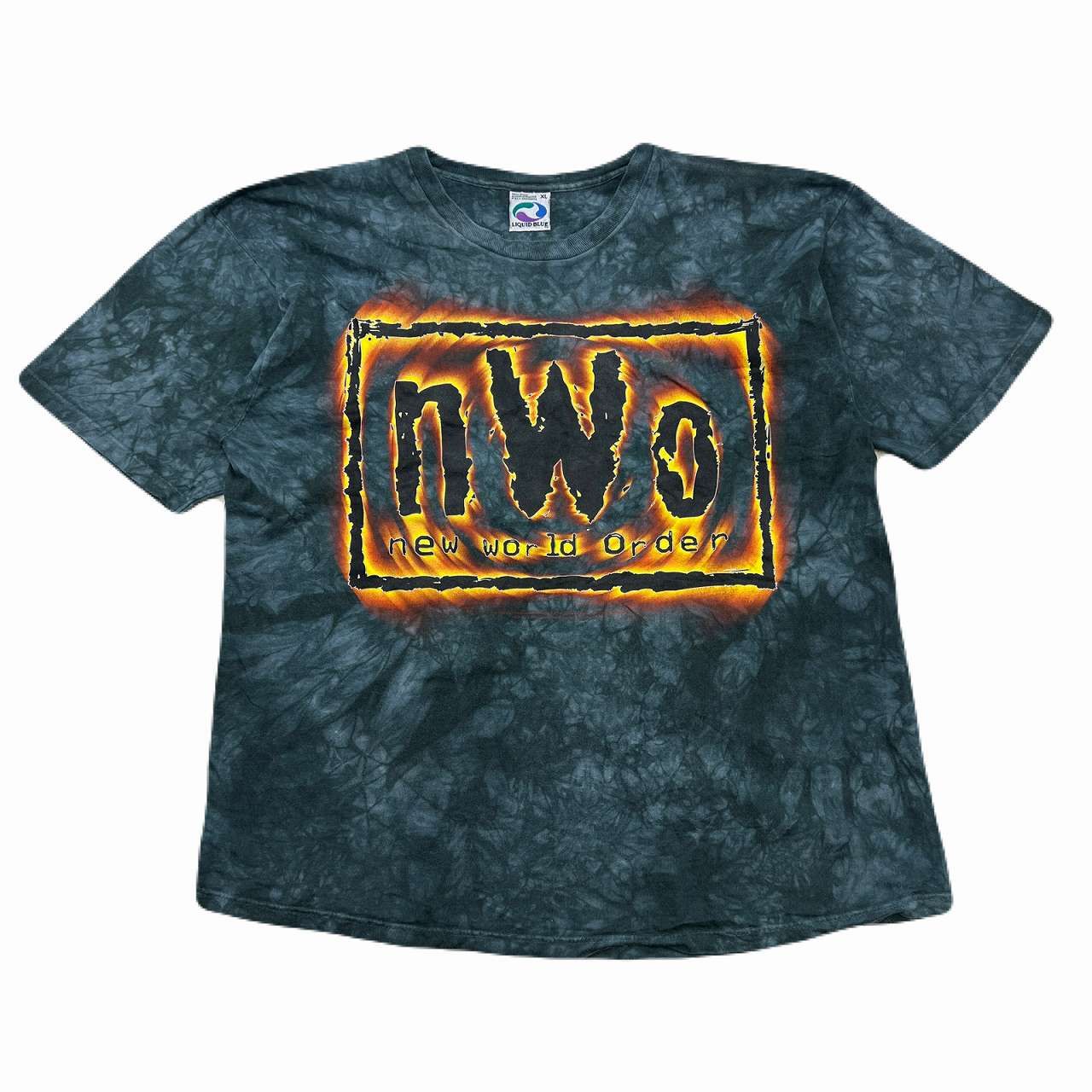 WCW nWo プロレス Tシャツ 半袖 XL タイダイ ブラック 90年代 リキッドブルー製 ビッグシルエット ニューワールドオーダー 激レア コットン100％