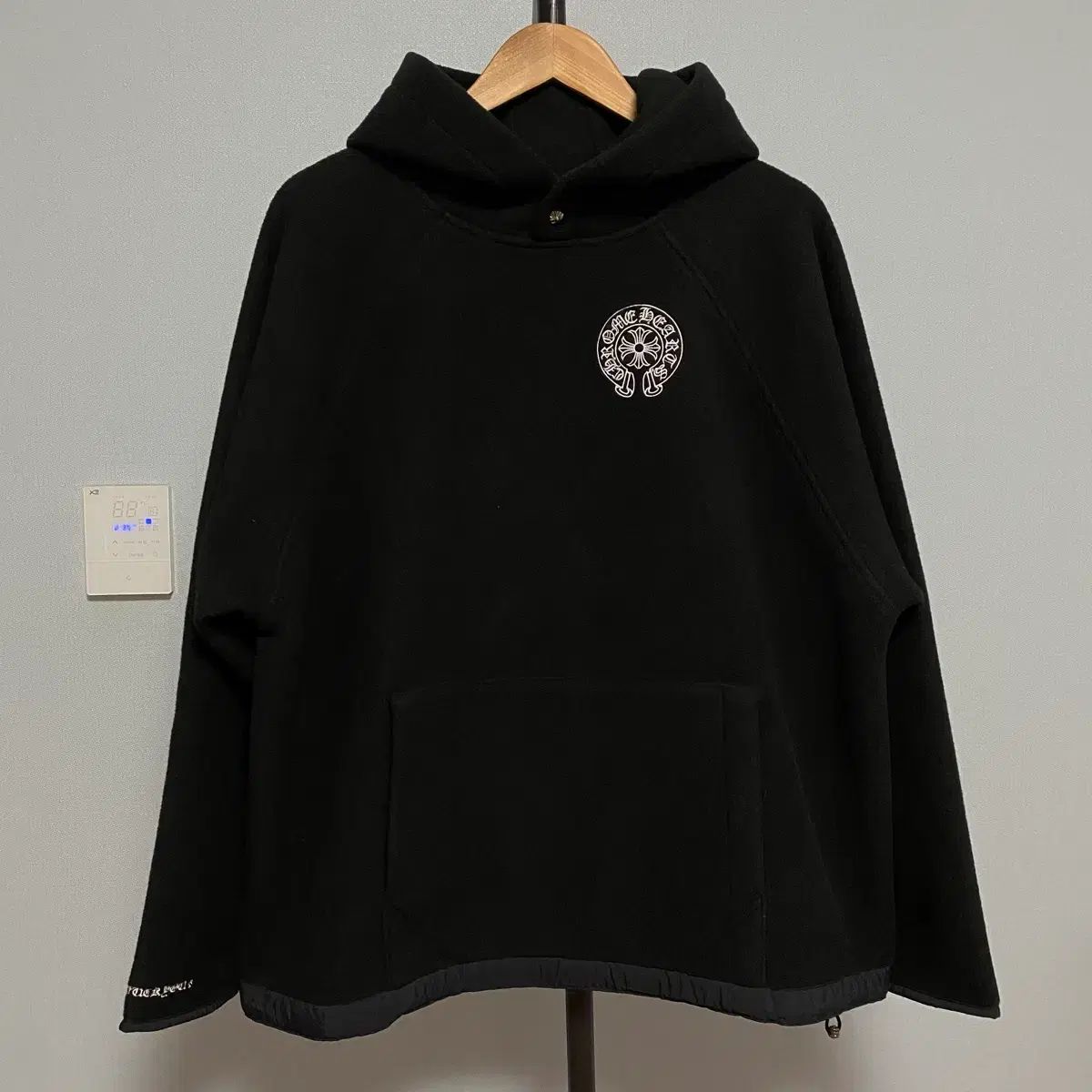 XL クロムハーツ ホースシュー フリース フリース フード ブラック