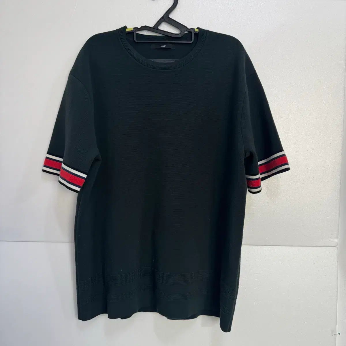 システム DARK GREEN ストライプ 半袖 ニット