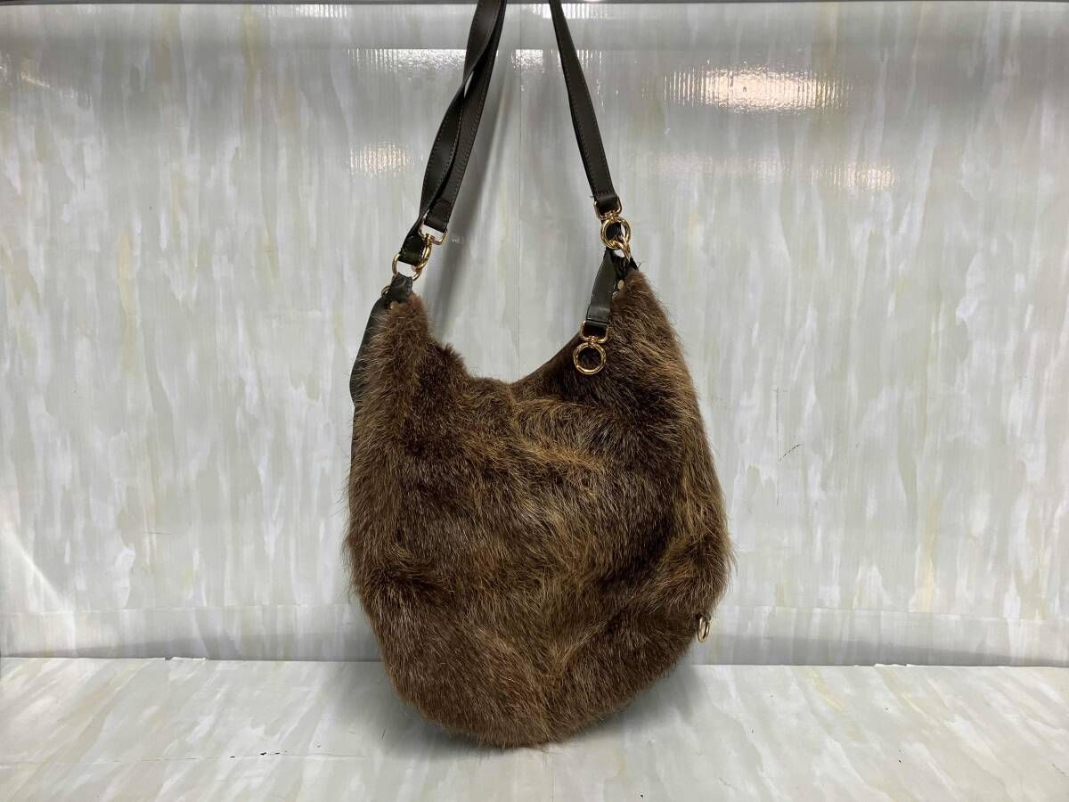 MARNI マルニ ZAMP002QU0P0077 ファー レザー 切り替え ヌートリアファー ブラウン 保存袋付き