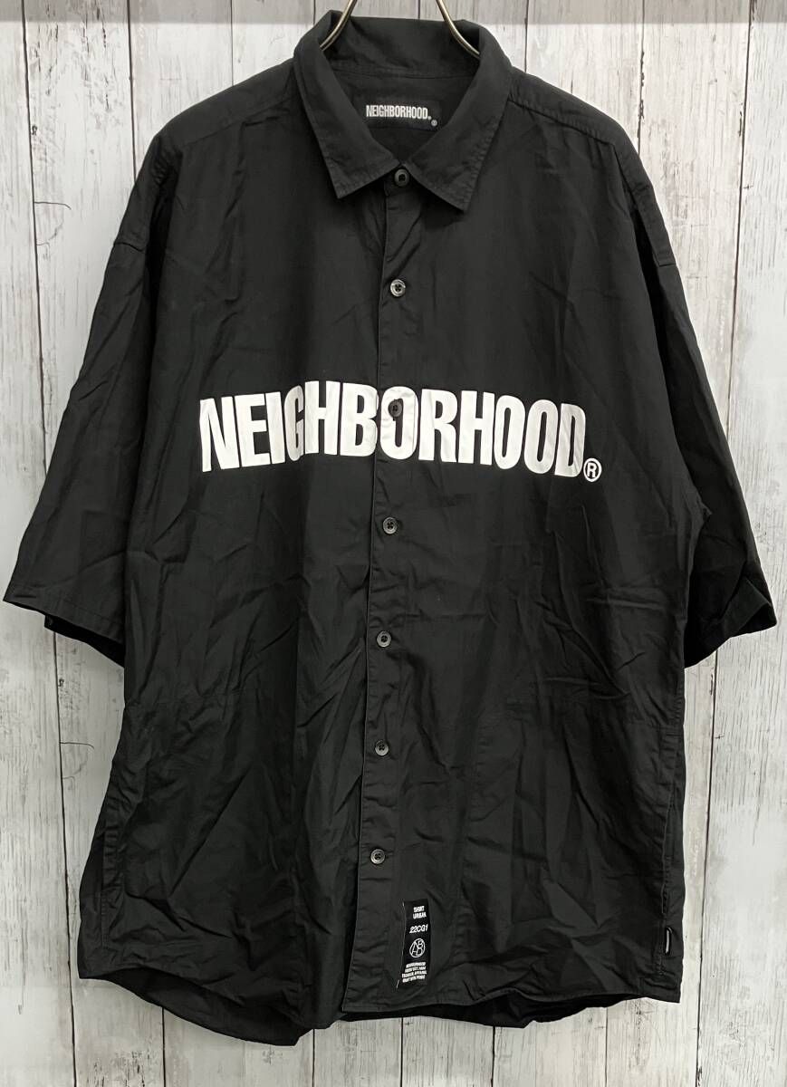NEIGHBORHOOD 半袖シャツ ネイバーフッド 221SPNH-SHM04 フロントロゴ ブラック size XL