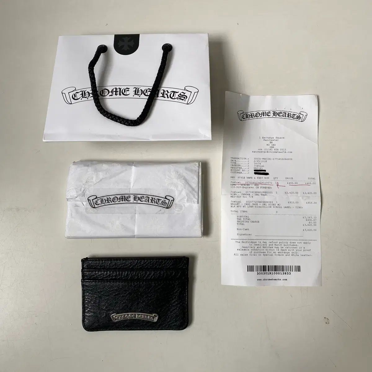 Free CHROME HEARTS クロムハーツ スクロール ロゴ カード 財布 242,207円