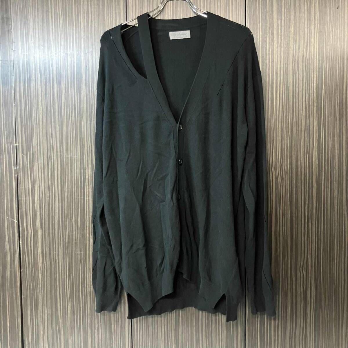 25ss YOUJI YAMAMOTO POUR HOMME カーディガン 12G2P JERSEY SHOULDER SLIT V CD サイズ3 ブラック HP-K74-094 ヨウジヤマモトプールオム