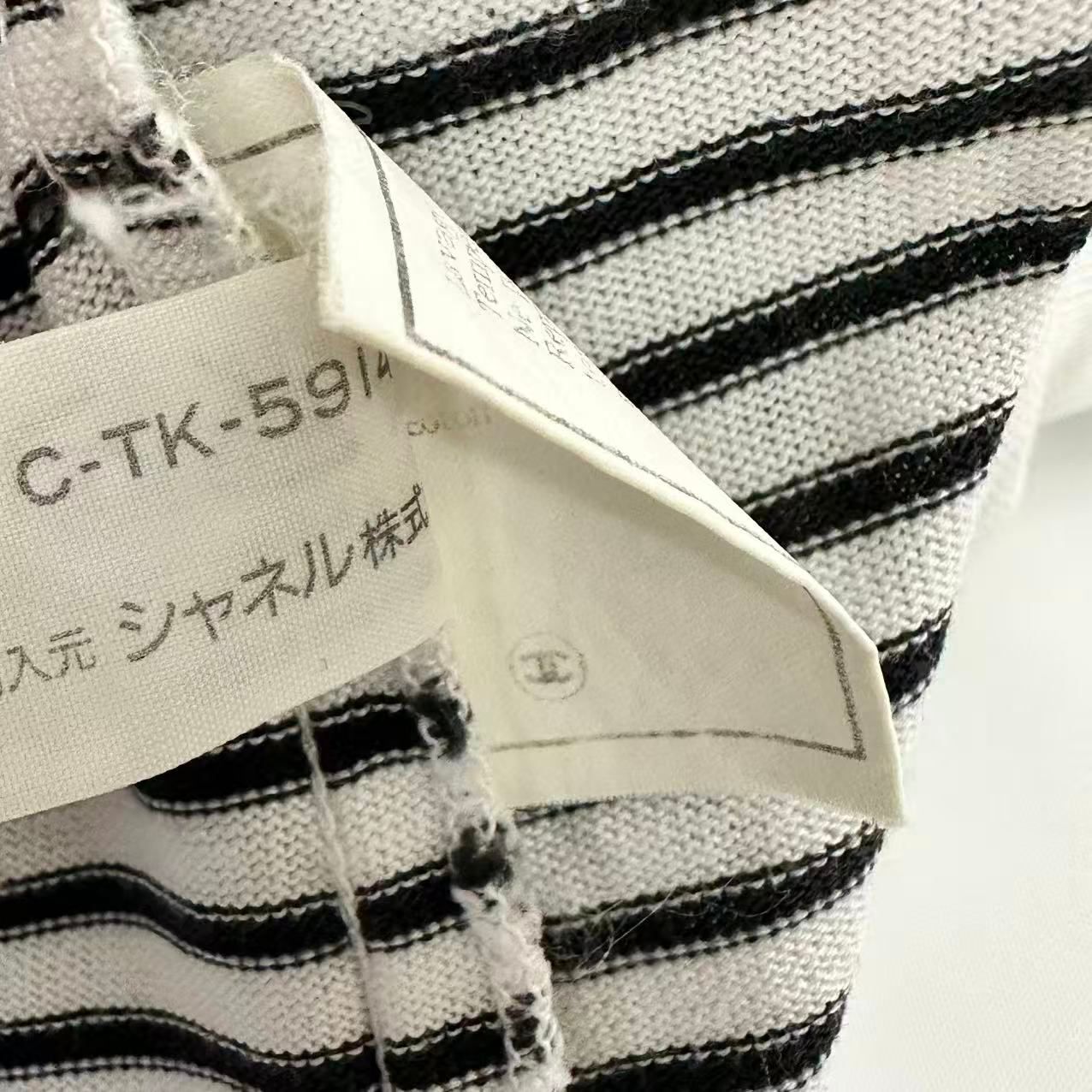 極美品 CHANEL シャネル ココマーク刺繍 ボーダー コットン 半袖