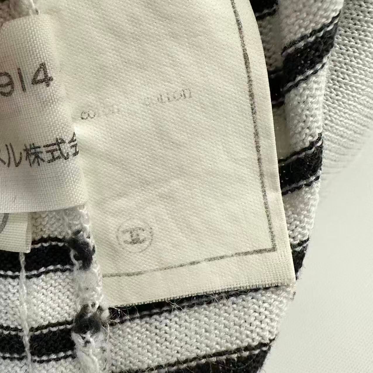 極美品 CHANEL シャネル ココマーク刺繍 ボーダー コットン 半袖