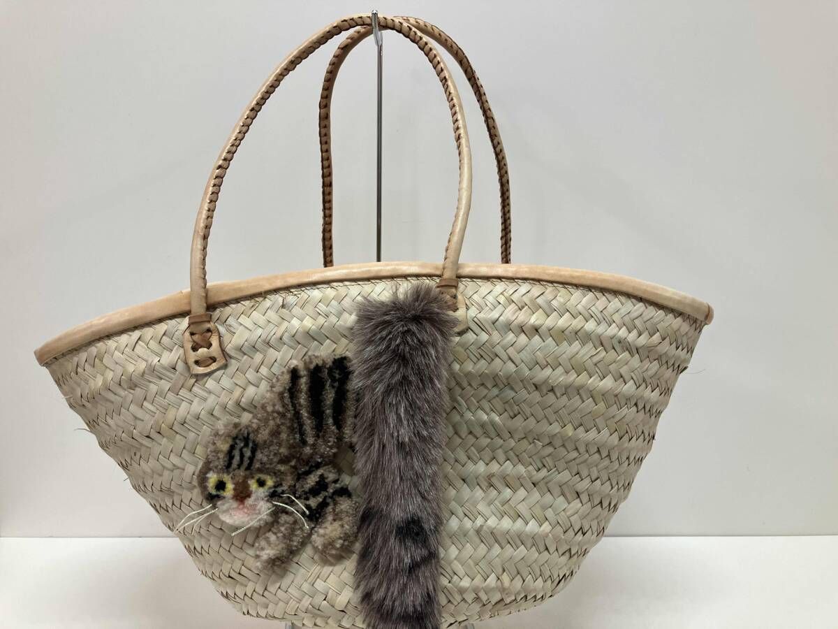 CAT IN DA HOUSE キャットインダハウス トートバッグ ねこ刺繍 籠バッグ 茶トラ